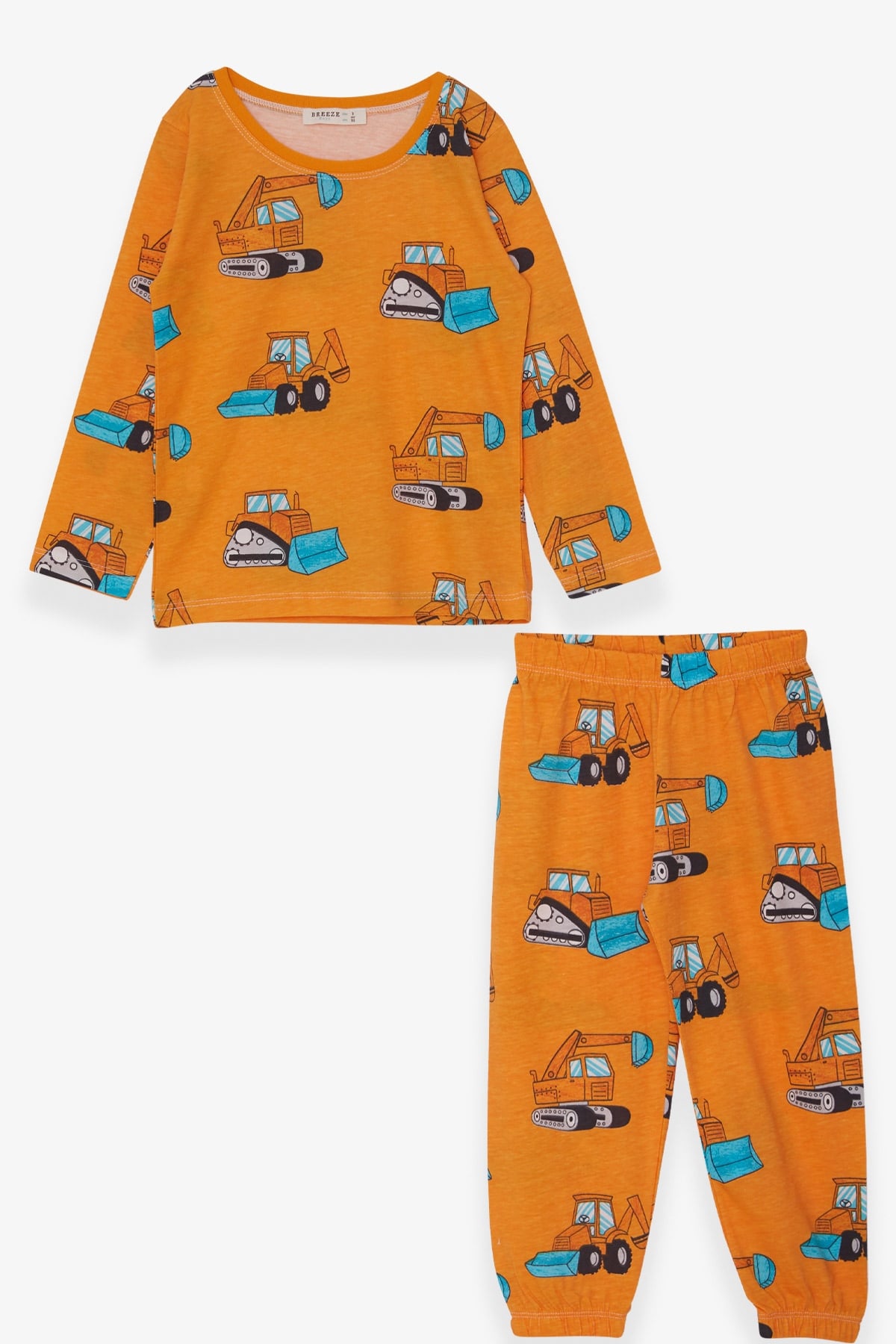 Breeze Erkek Bebek Pijama Takımı Kepçe Desenli Hardal Sarı (9 Ay-3 Yaş)