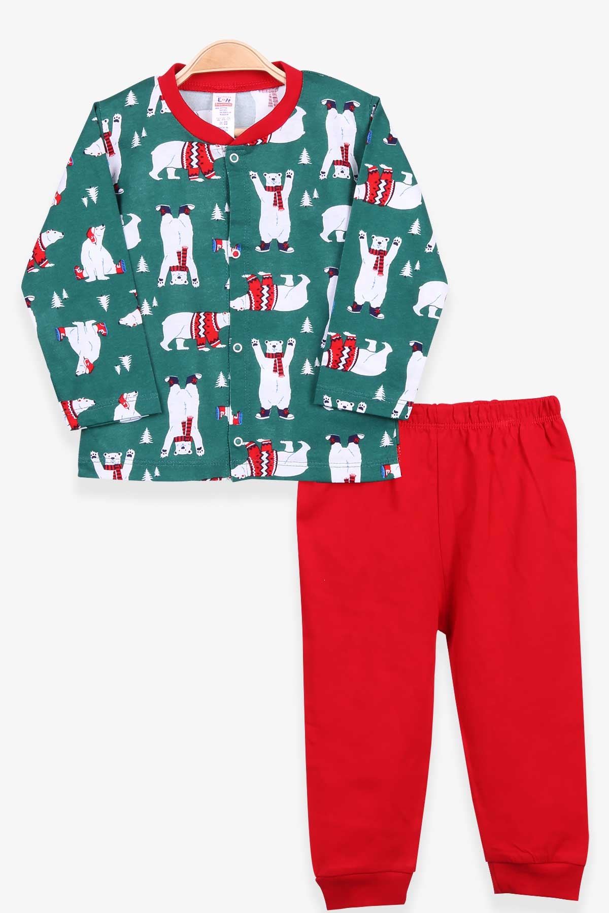 Breeze Erkek Bebek Pijama Takımı Kutup Ayılı Yeşil (4 Ay-1 Yaş)