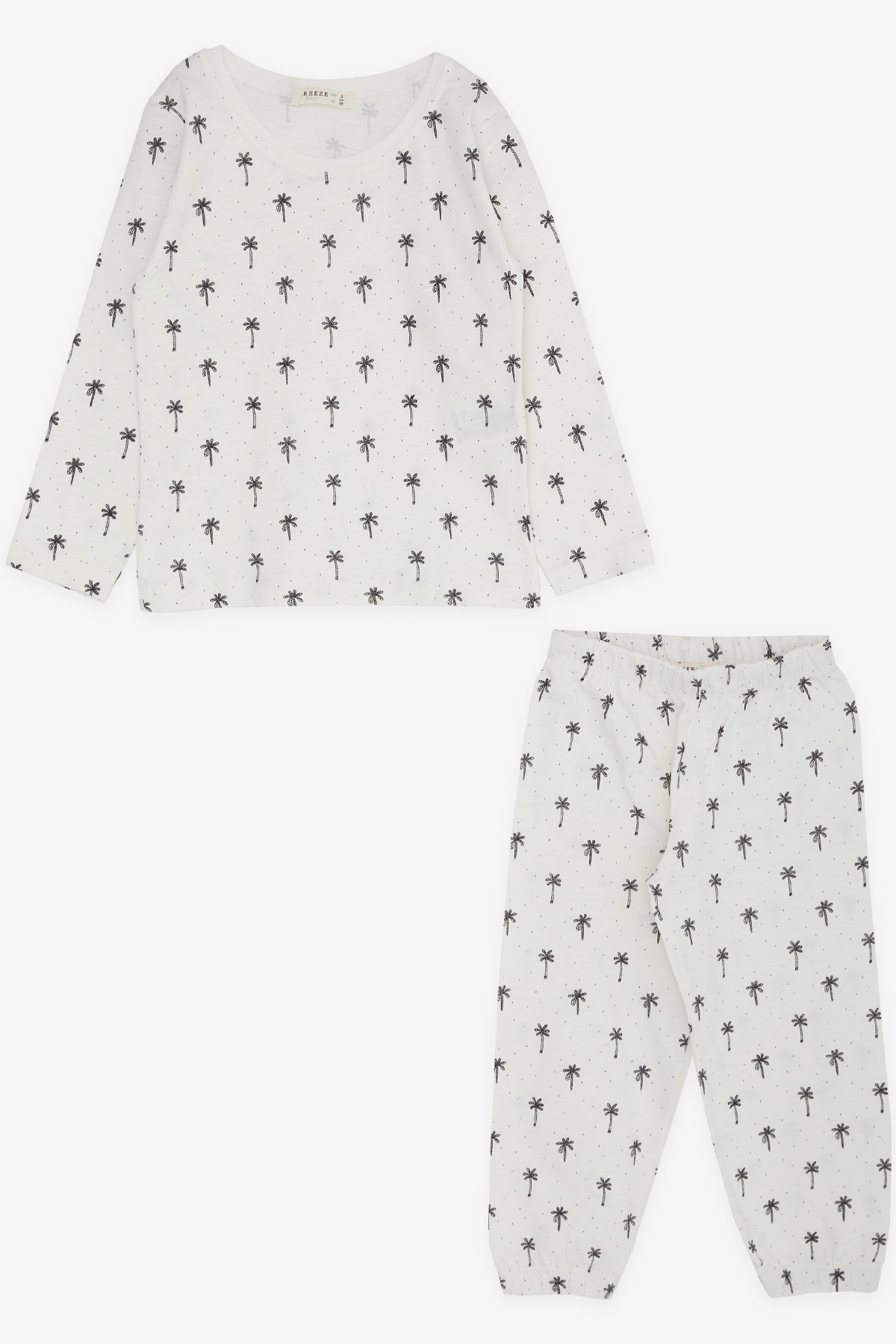 Breeze Erkek Bebek Pijama Takımı Palmiye Desenli Ekru (9 Ay-3 Yaş)