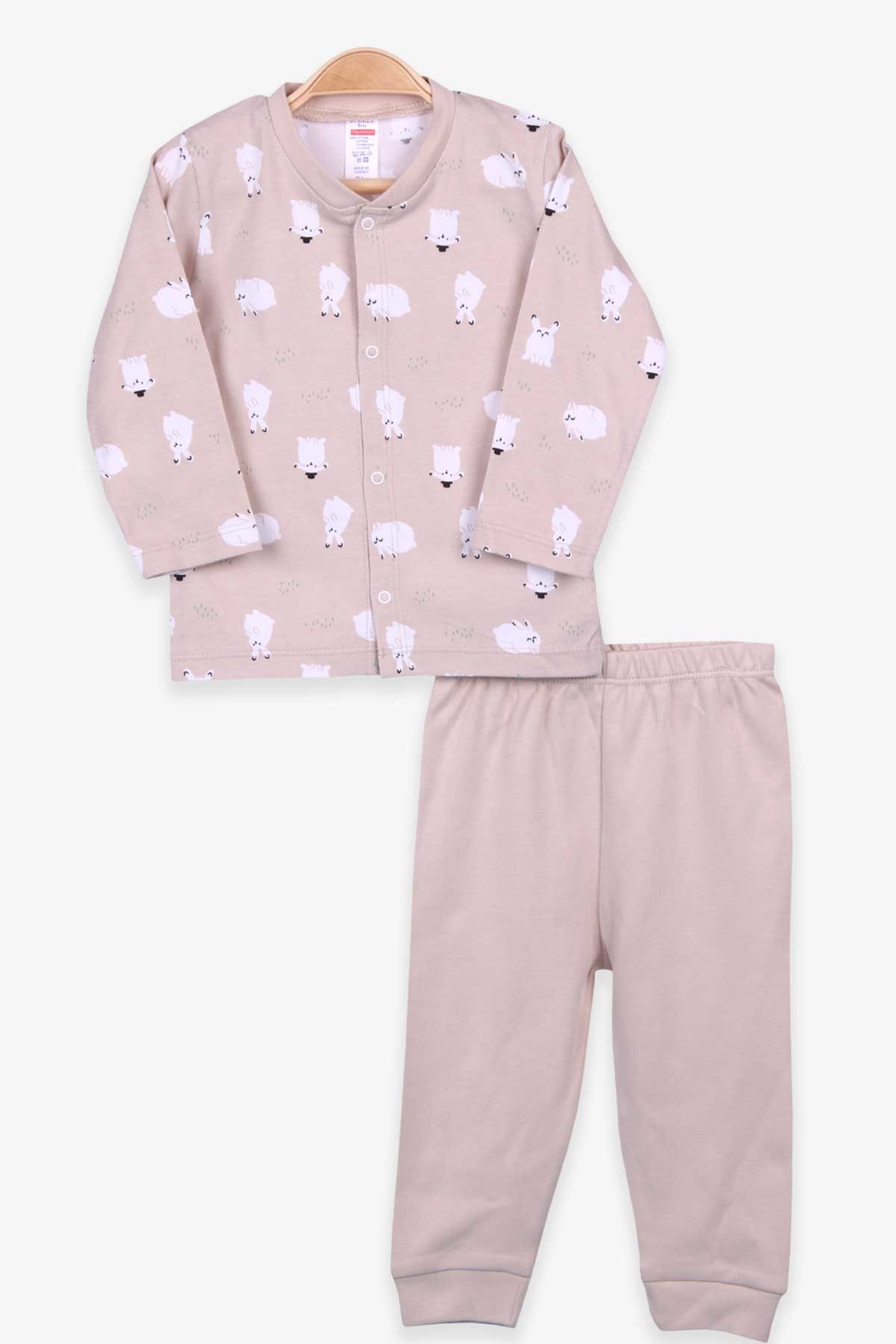 Erkek Bebek Pijama Takımı Tavşanlı Açık Kahverengi 0-3-6 Ay - Yumuşak Kumaş  | Breeze