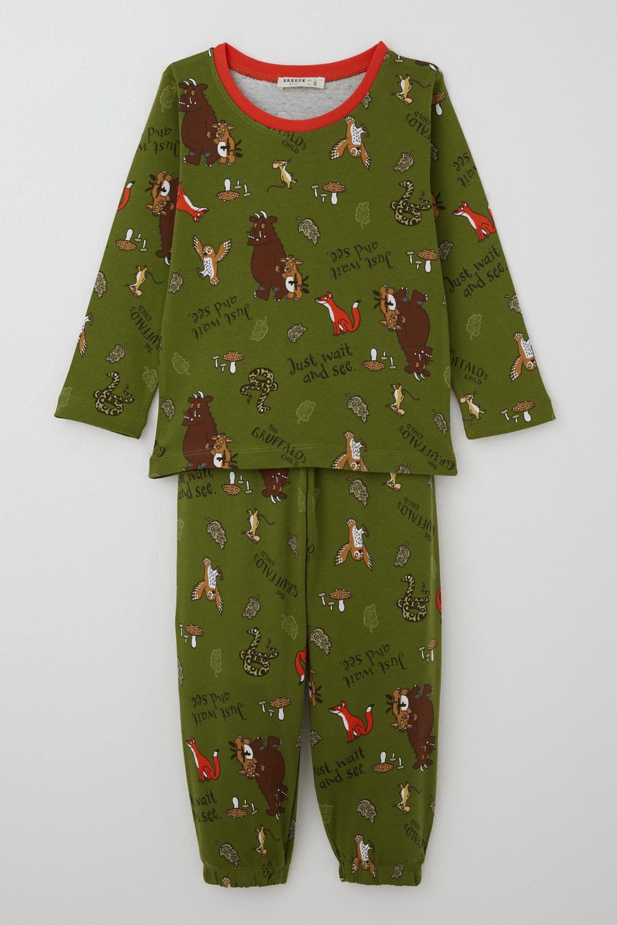 Breeze Erkek Bebek Pijama Takımı The Gruffalo Desenli Haki Yeşil (9 Ay-3 Yaş)