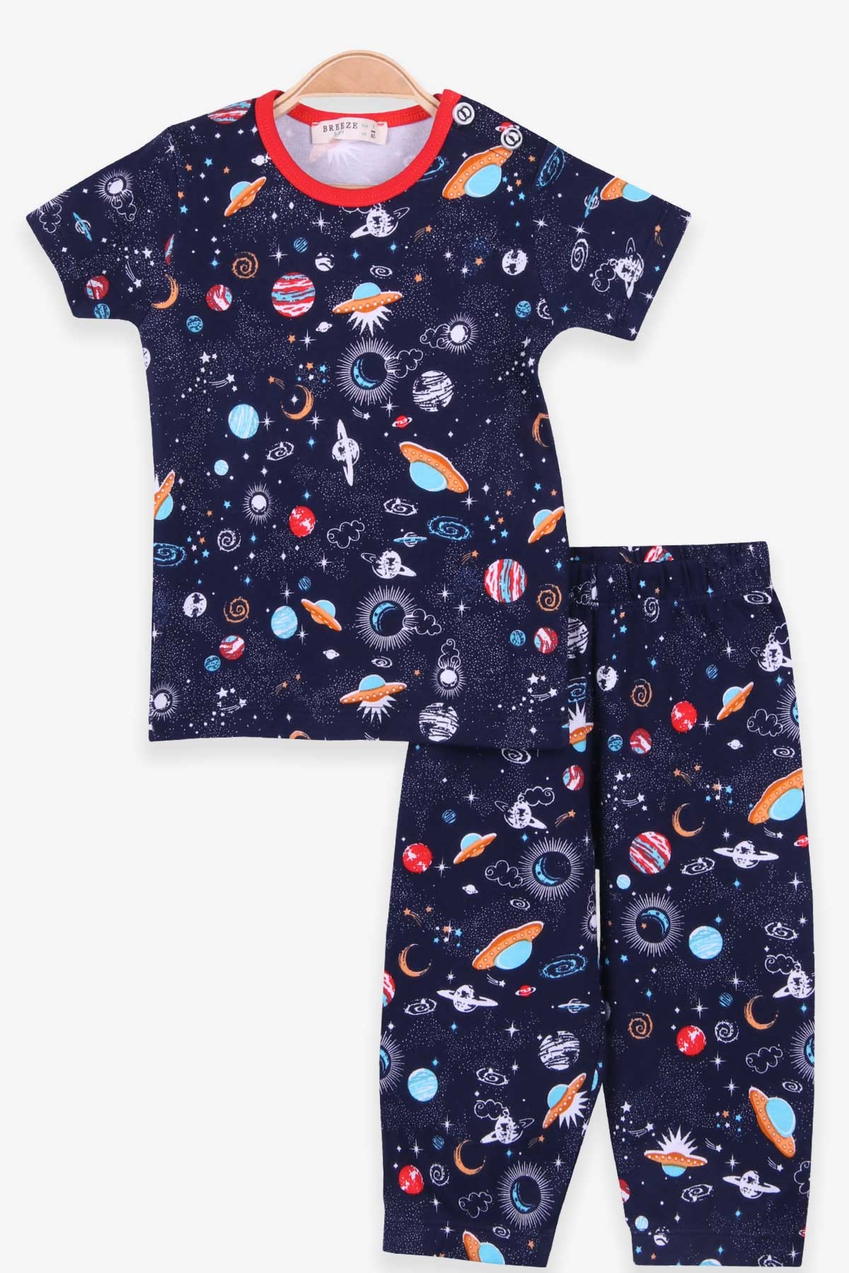 Breeze Erkek Bebek Pijama Takımı Uzay Temalı Lacivert (9 Ay-3 Yaş)