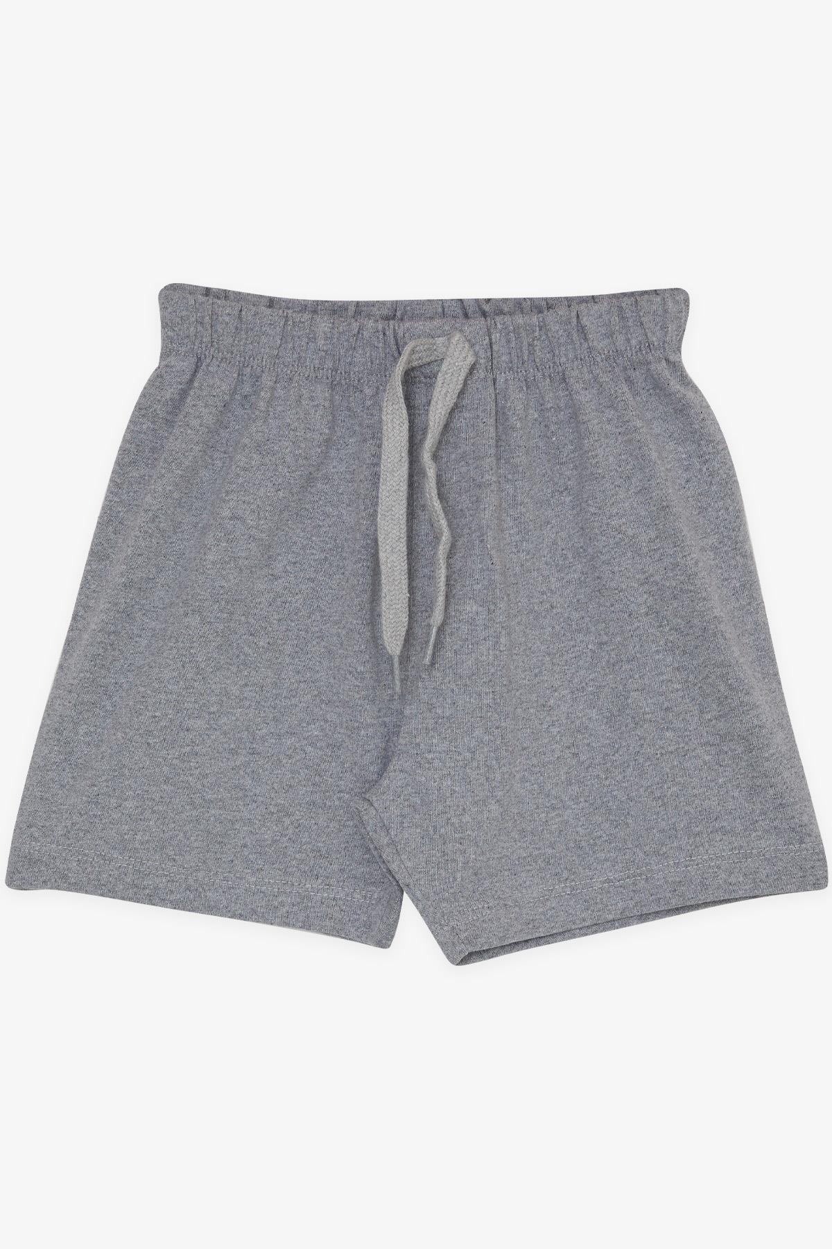 Breeze Erkek Bebek Şort Beli Lastikli Bağcık Aksesuarlı Basic Gri Melanj (9 Ay-3 Yaş)