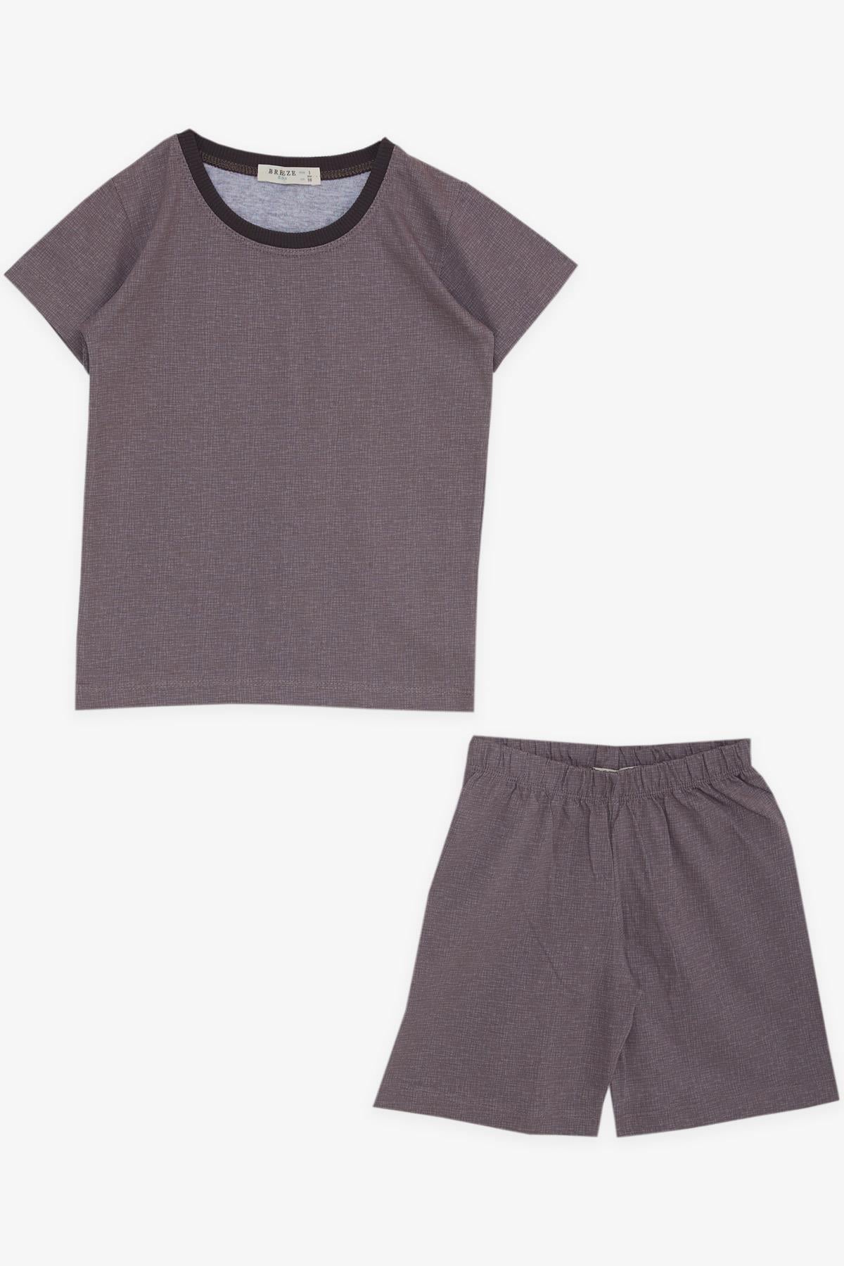Breeze Erkek Bebek Şortlu Pijama Takımı Gülenyüz Meşe Palamutu Desenli Vizon (9 Ay-3 Yaş)