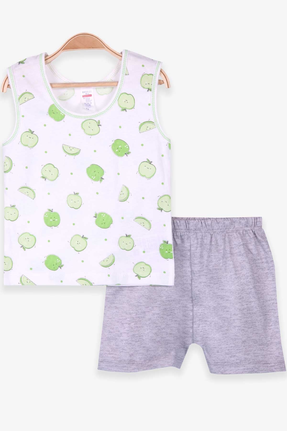 Breeze Erkek Bebek Şortlu Takım Elmalı Ekru (0-3 Ay-9 Ay)
