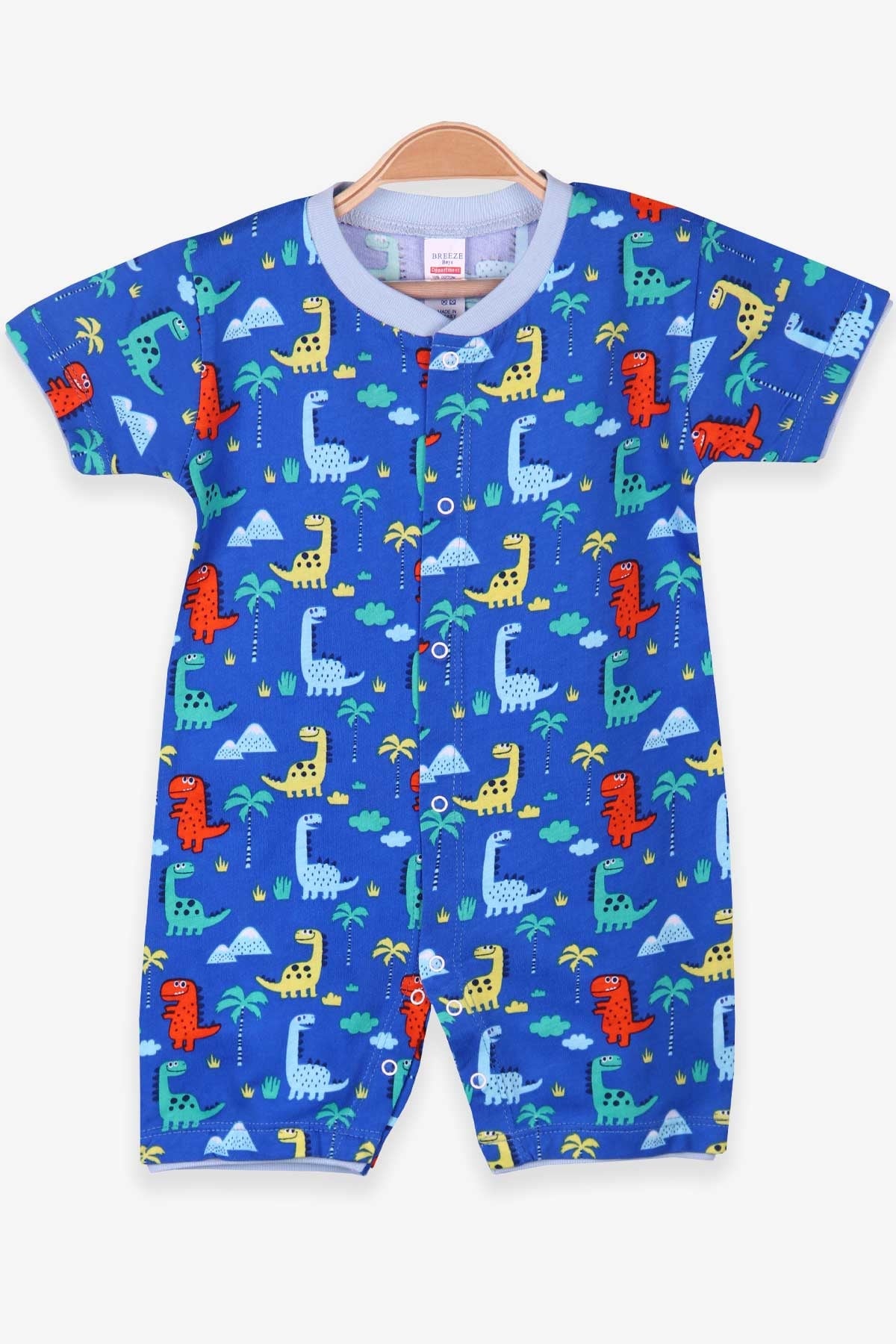 Breeze Erkek Bebek Şortlu Tulum Dinozorlu Mavi (0-3 Ay-9 Ay)