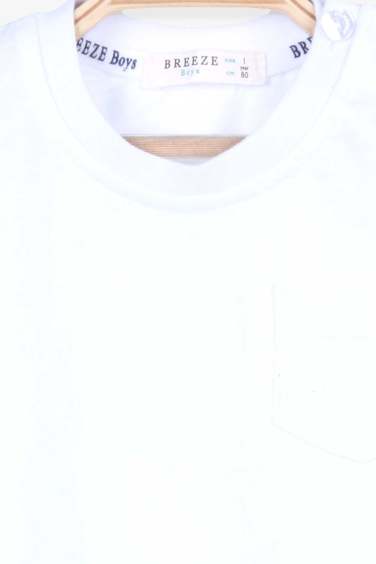 Erkek Bebek Tişört Cepli Beyaz 1.5 Yaş - Yazlık Bebek Tişörtleri | Breeze