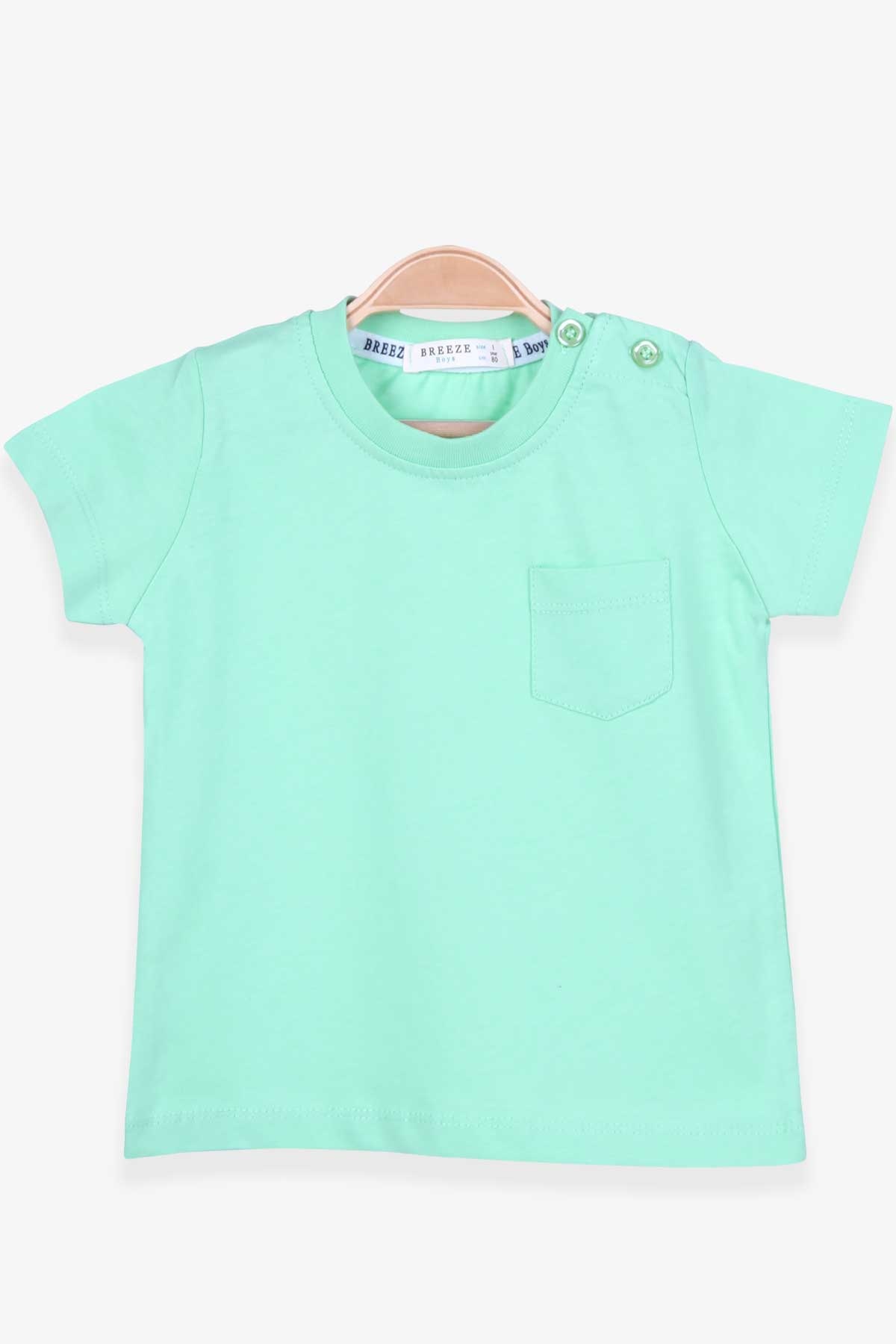 Breeze Erkek Bebek Tişört Cepli Mint Yeşili (9 Ay-3 Yaş)