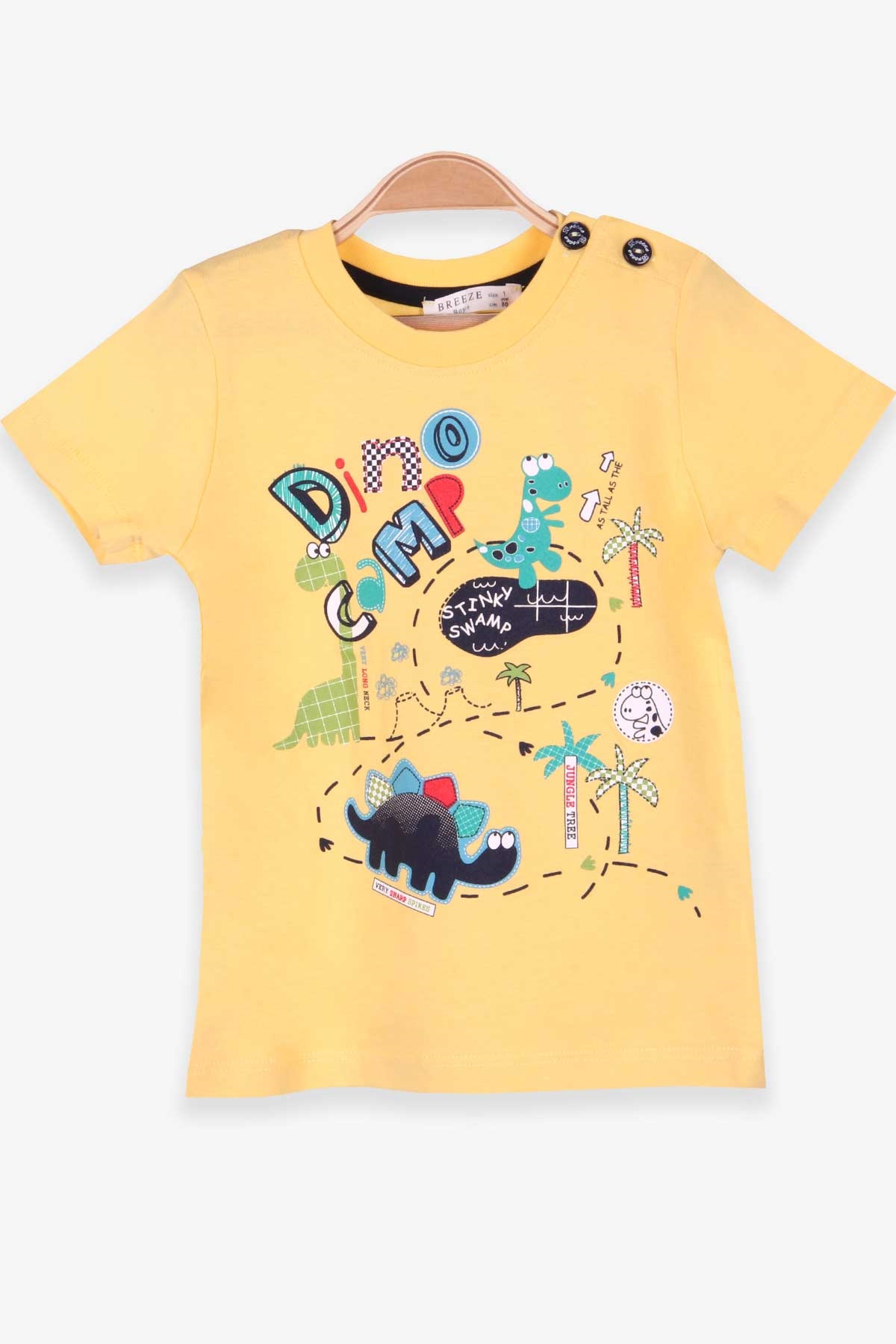Breeze Erkek Bebek Tişört Dinozor Baskılı Sarı (9 Ay-3 Yaş)