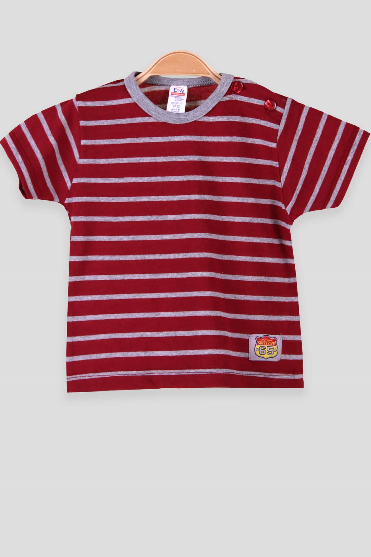 Breeze Erkek Bebek Tişört Patlı Çizgili Bordo (1-4 Yaş)
