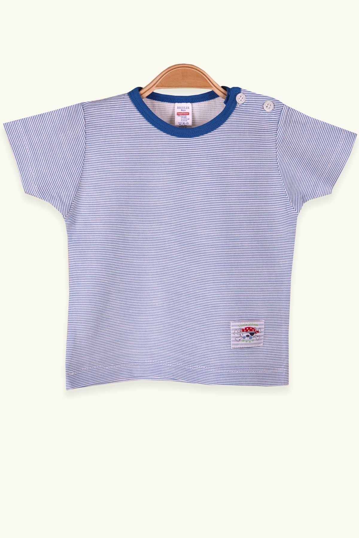 Breeze Erkek Bebek Tişört Patlı Çizgili Mavi (1-4 Yaş)