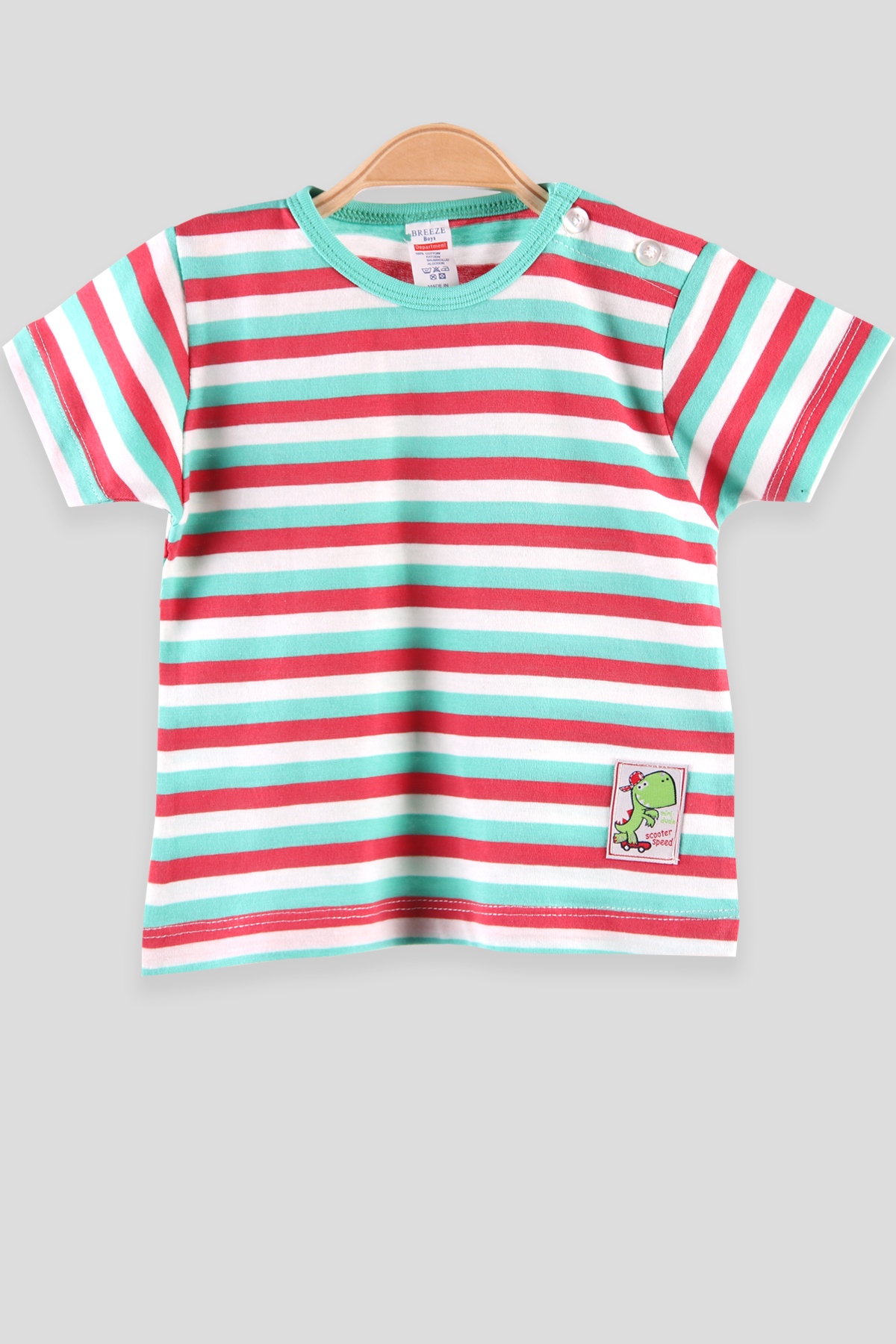 Breeze Erkek Bebek Tişört Patlı Çizgili Yeşil (1-4 Yaş)