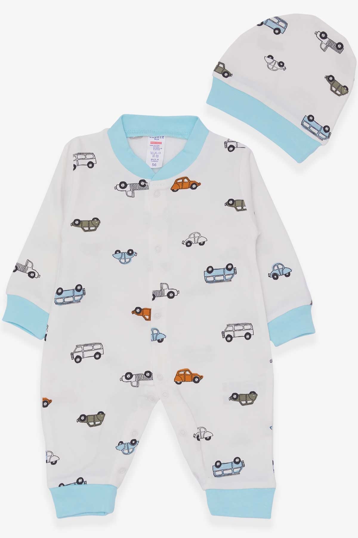 Breeze Erkek Bebek Tulum Araba Temalı Ekru (0-3 Ay-6 Ay)