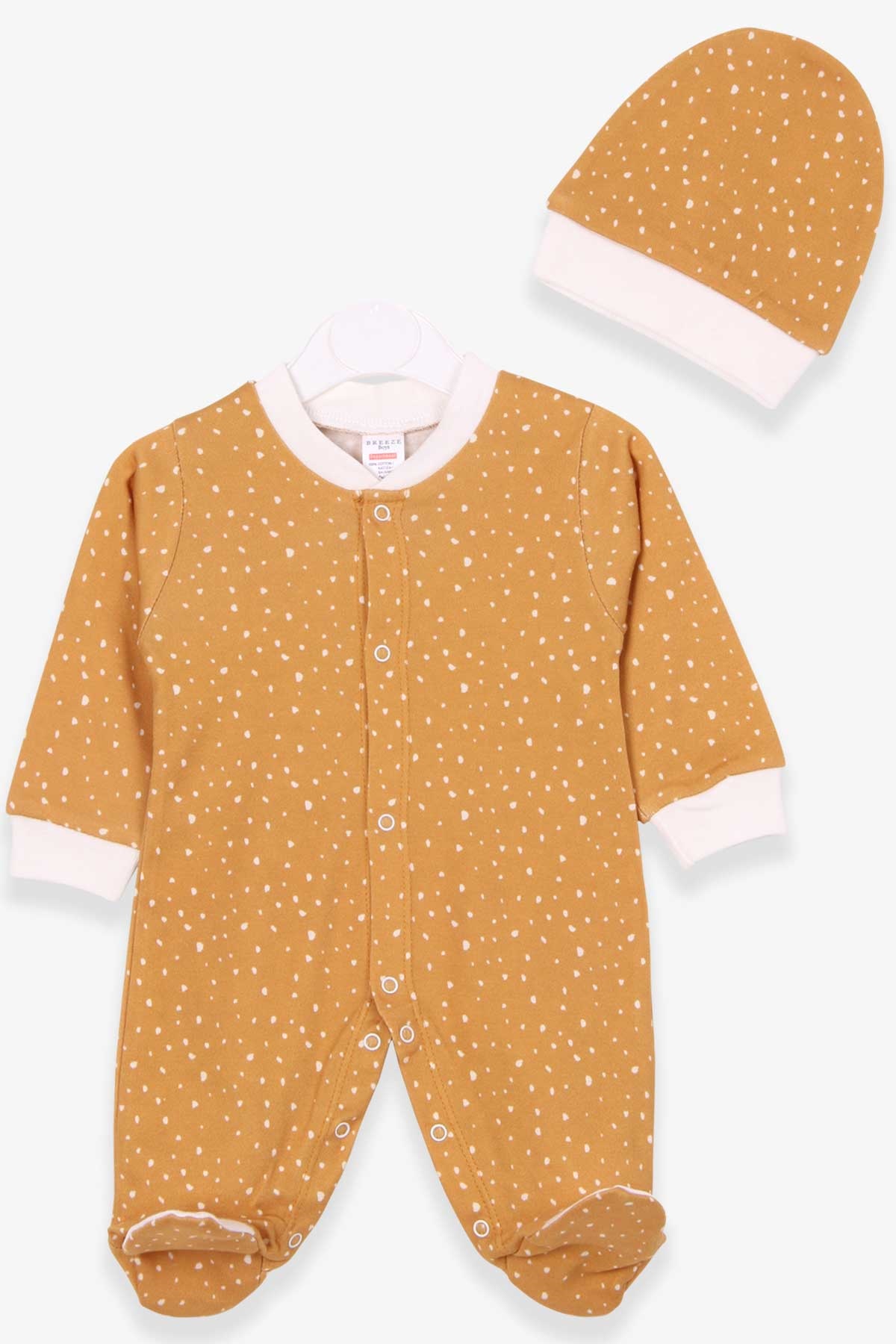 Breeze Erkek Bebek Tulum Baskılı Hardal Sarı (0-3 Ay-6 Ay)
