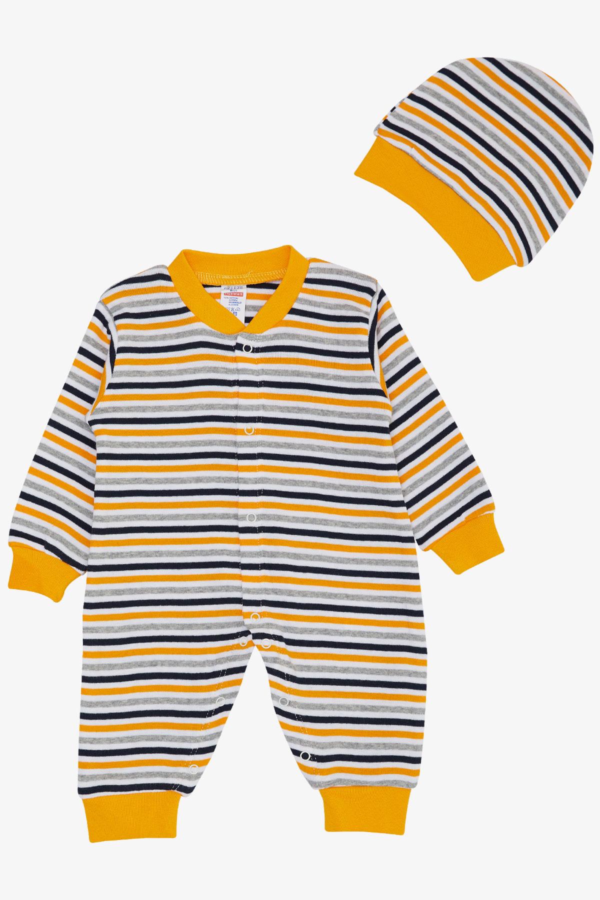 Breeze Erkek Bebek Tulum Çizgili Desenli Karışık Renk (0-6 Ay)