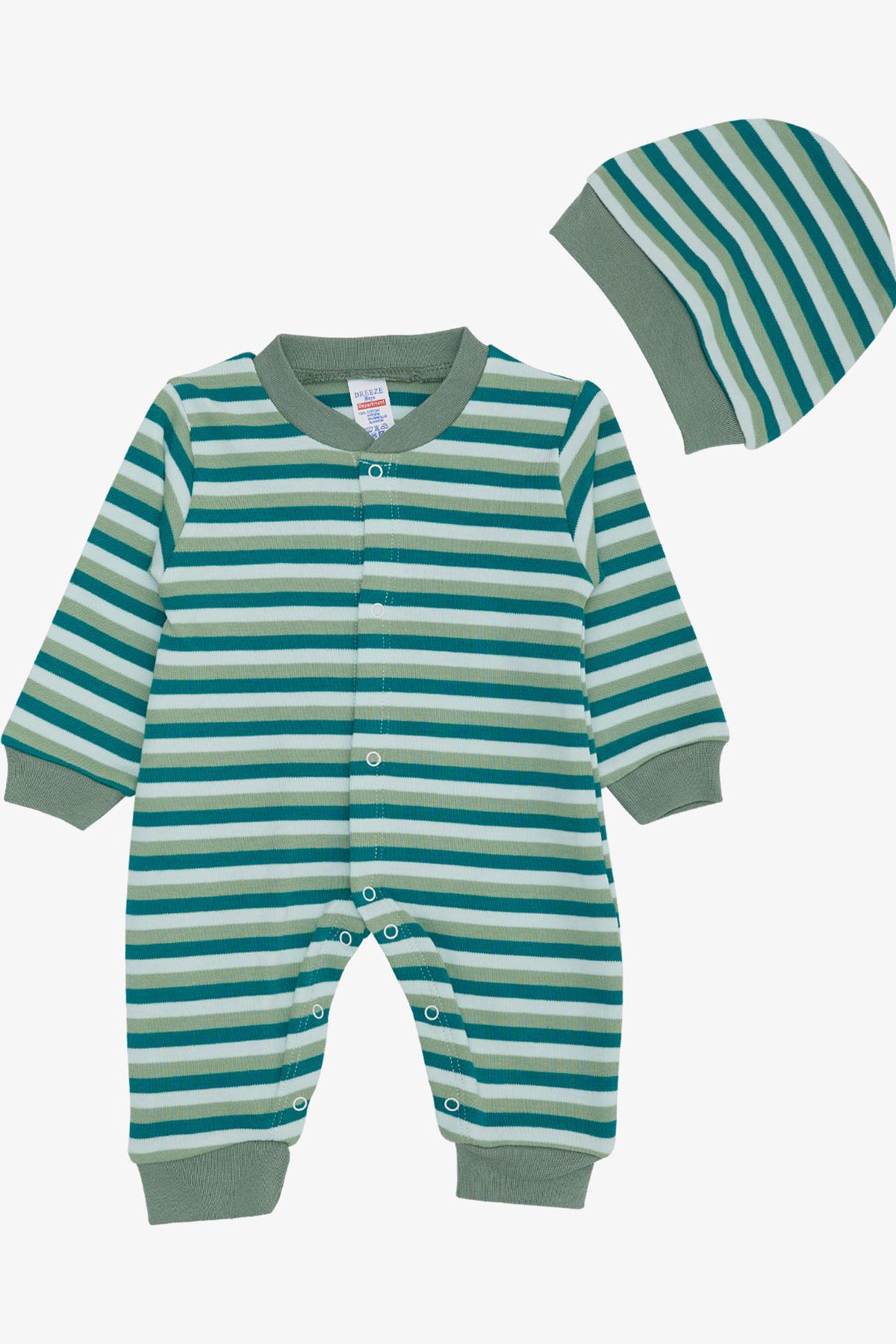 Breeze Erkek Bebek Tulum Çizgili Karışık Renk (0-6 Ay)