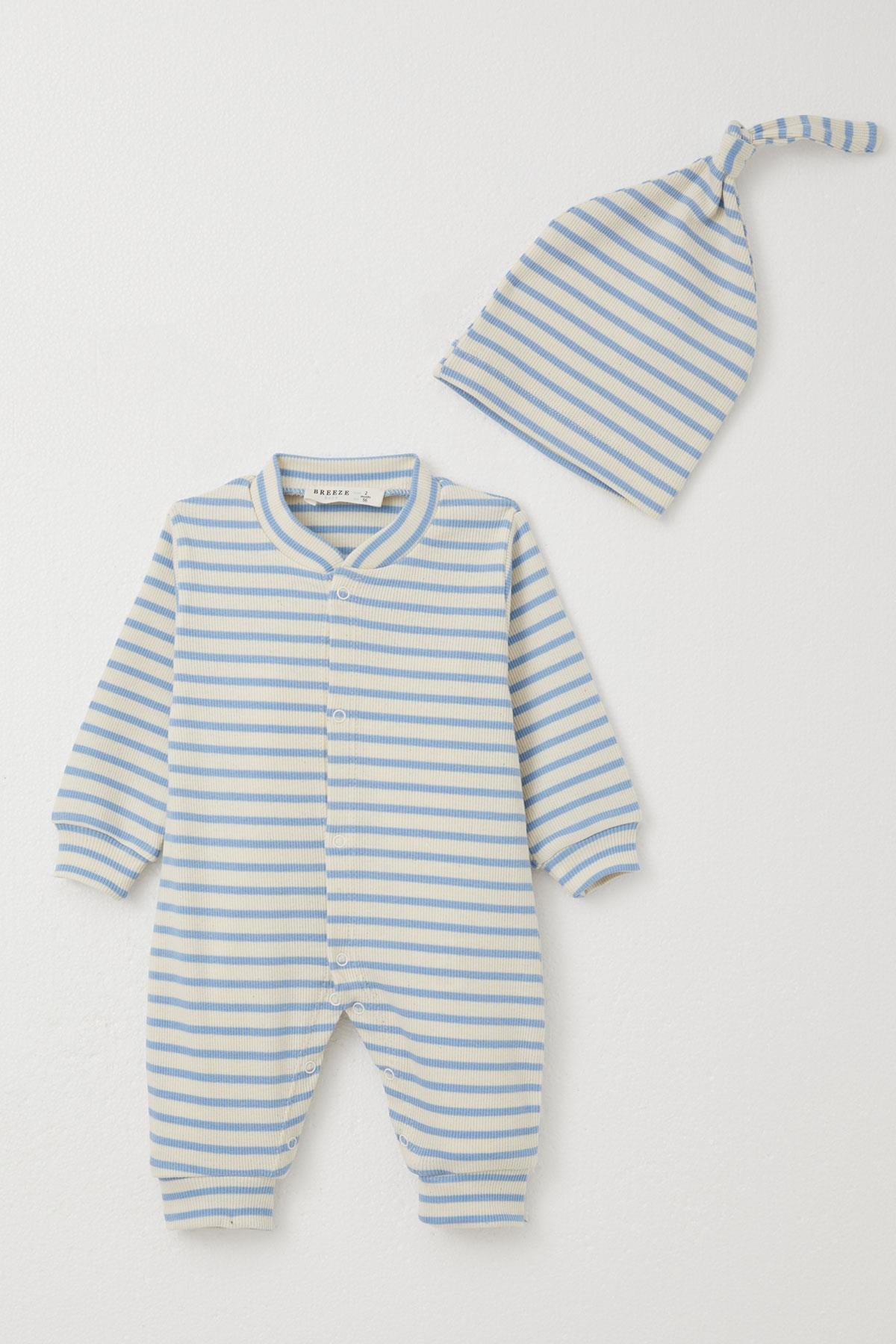 Breeze Erkek Bebek Tulum Çizgili Karışık Renk (0-6 Ay)