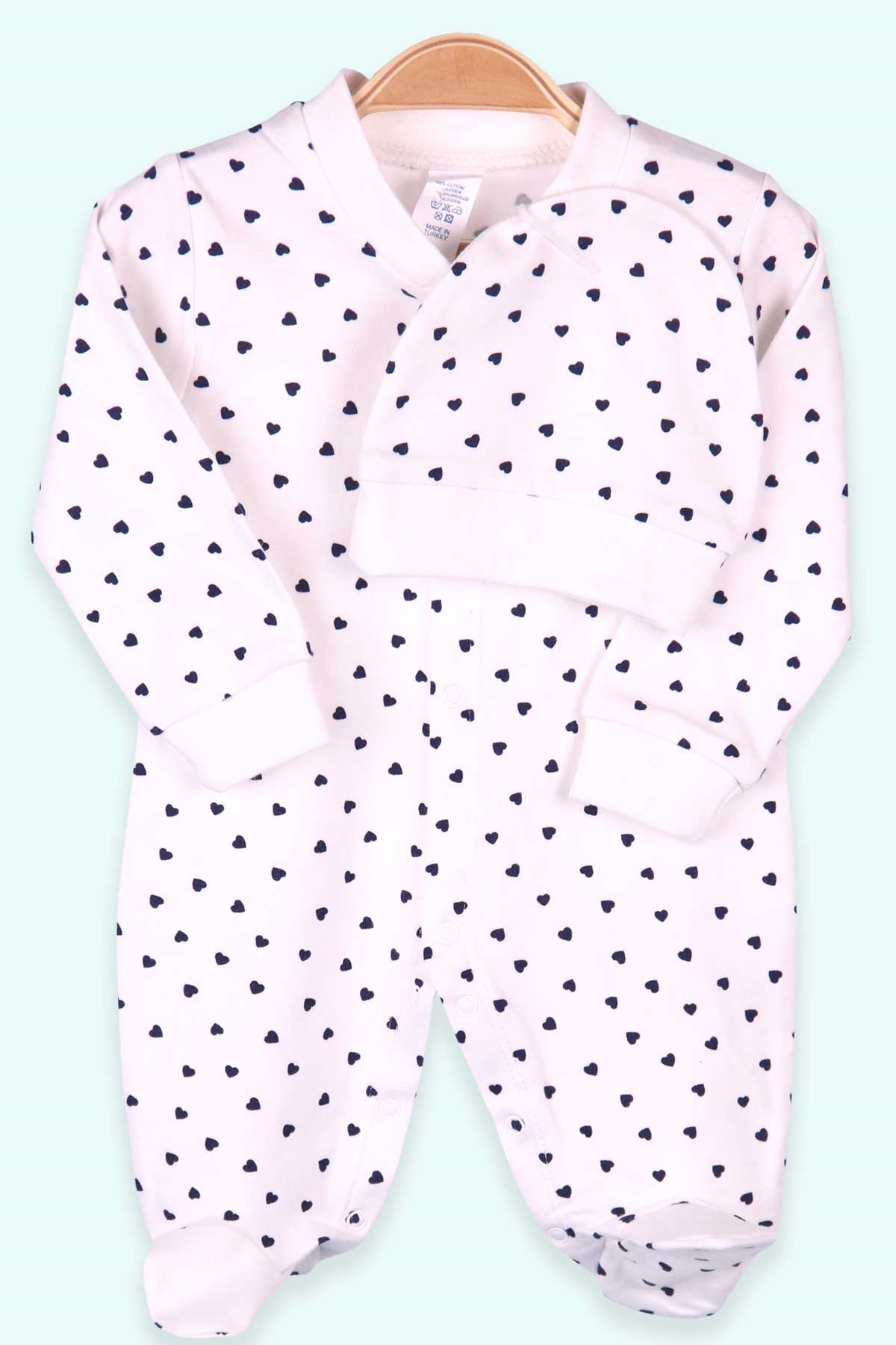 Breeze Erkek Bebek Tulum Kalpli Şapkalı Set Beyaz (0-3 Ay-4 Ay)
