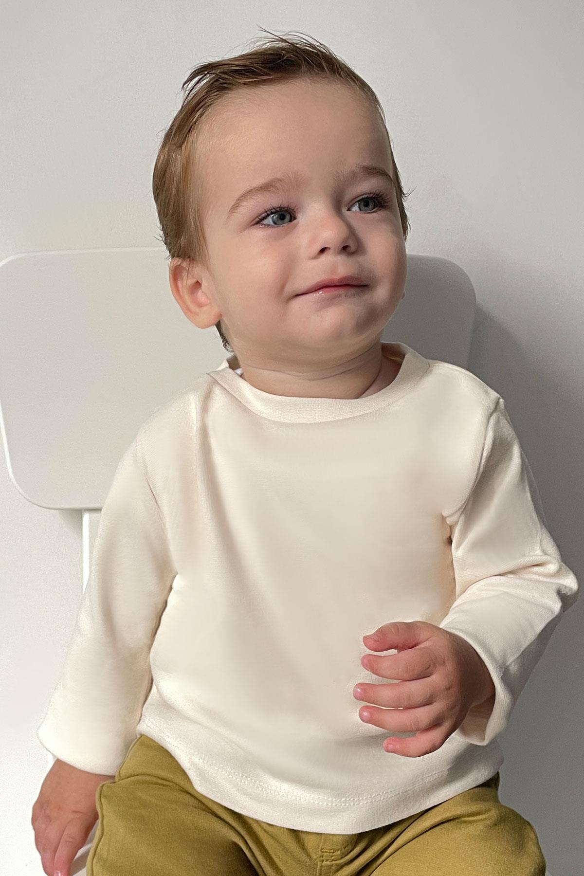 Breeze Erkek Bebek Uzun Kollu Tişört Basic Ekru (1 Yaş)