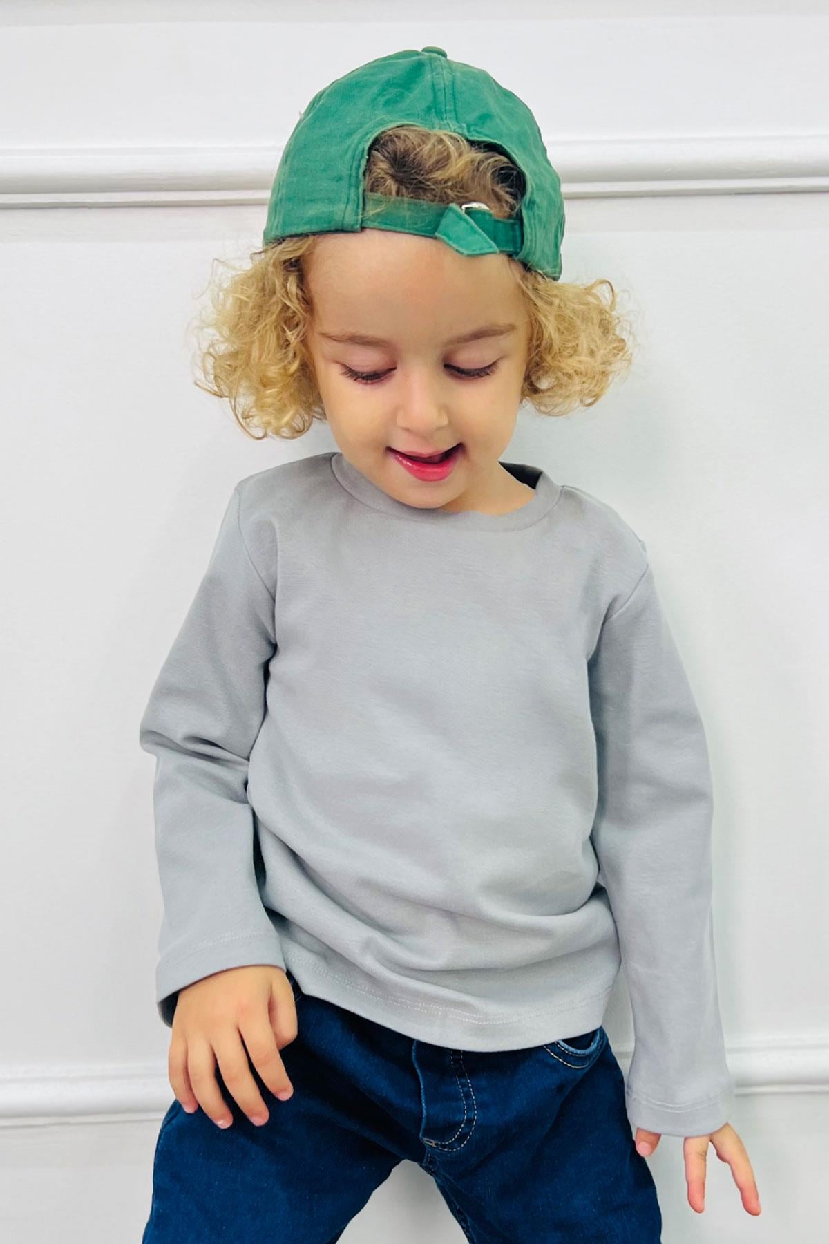 Breeze Erkek Bebek Uzun Kollu Tişört Basic Açık Gri (1-1.5 Yaş)