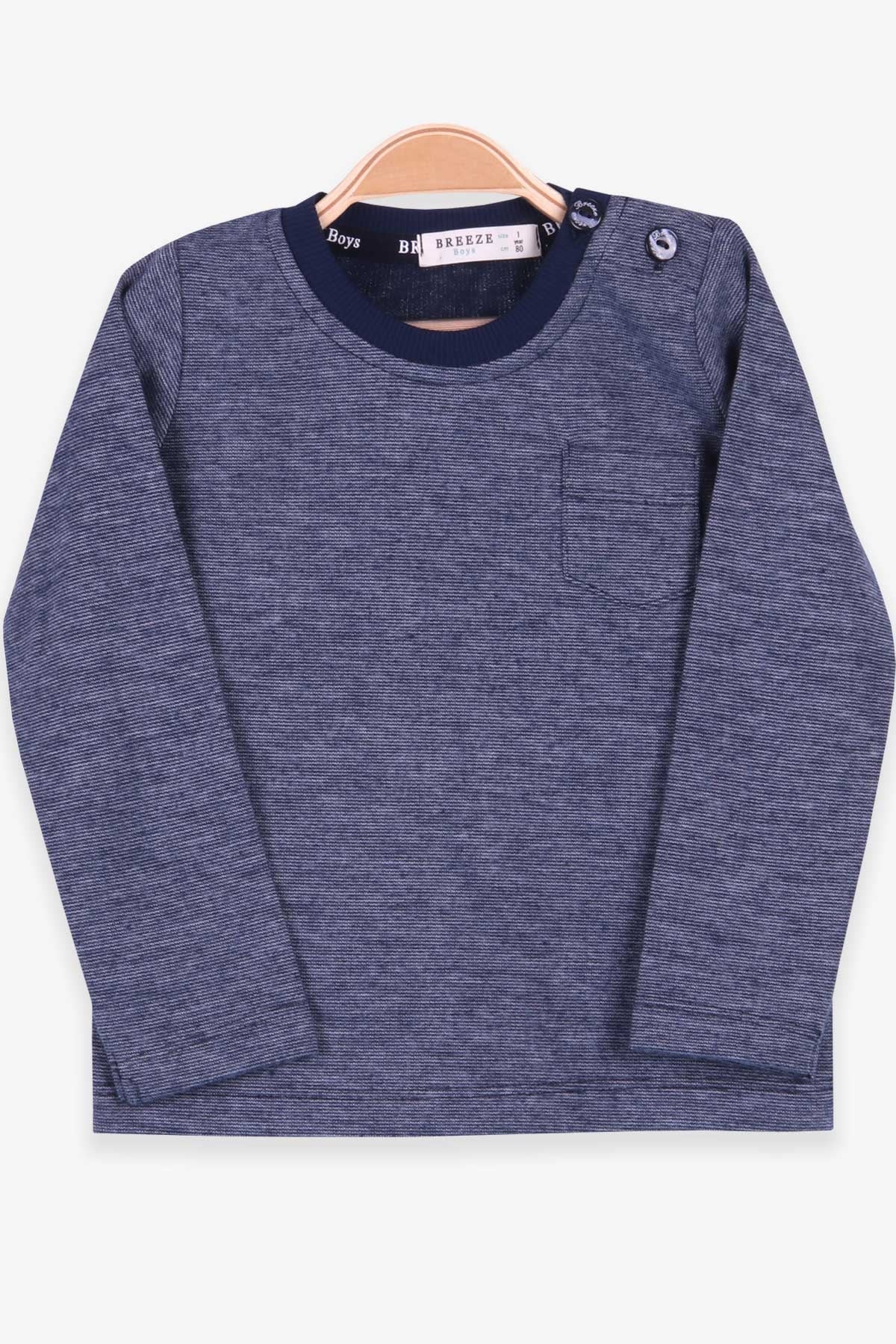 Breeze Erkek Bebek Uzun Kollu Tişört Basic Lacivert Melanj (9 Ay-3 Yaş)