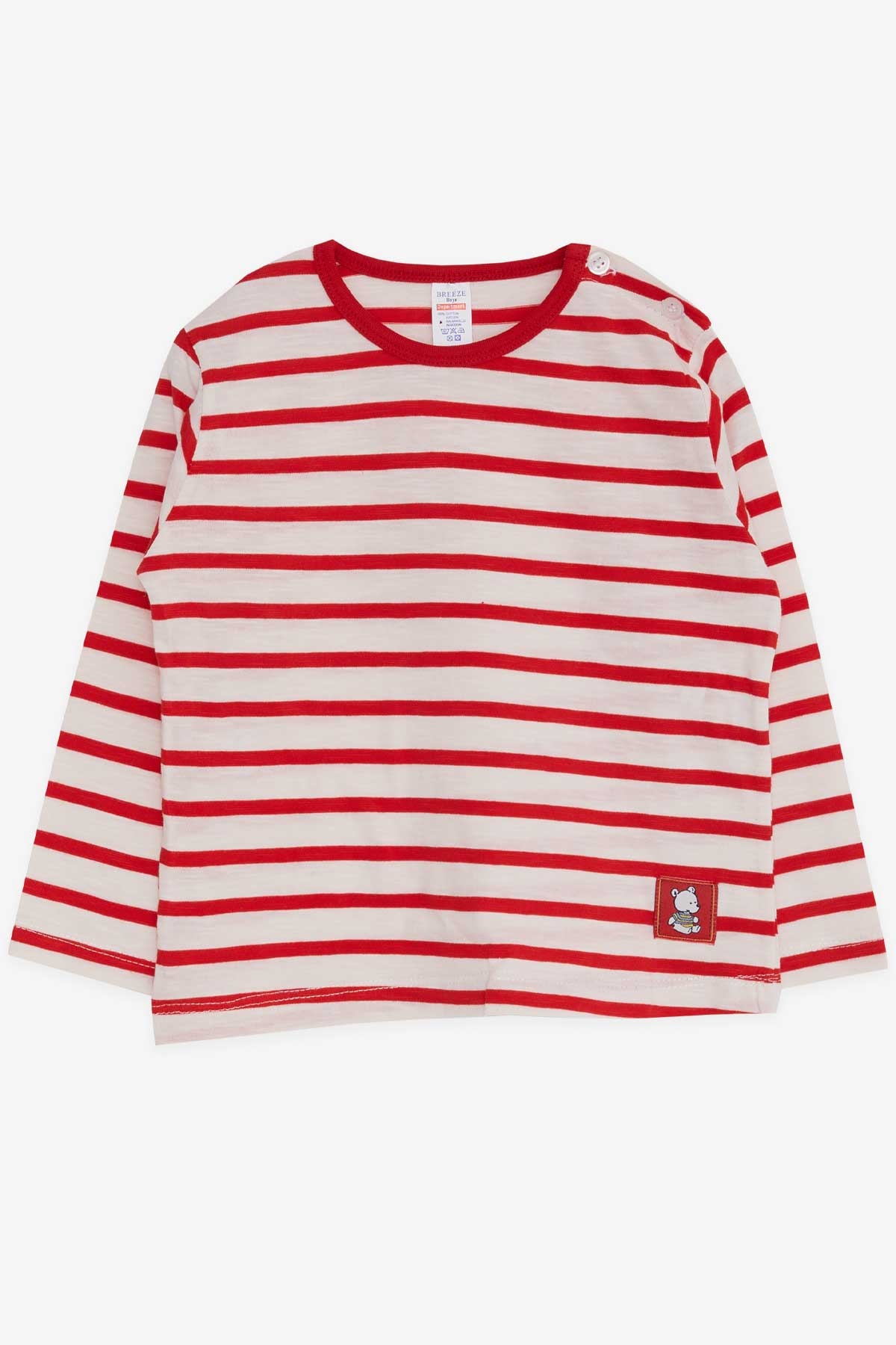 Breeze Erkek Bebek Uzun Kollu Tişört Çizgili Ekru (9 Ay-3 Yaş)