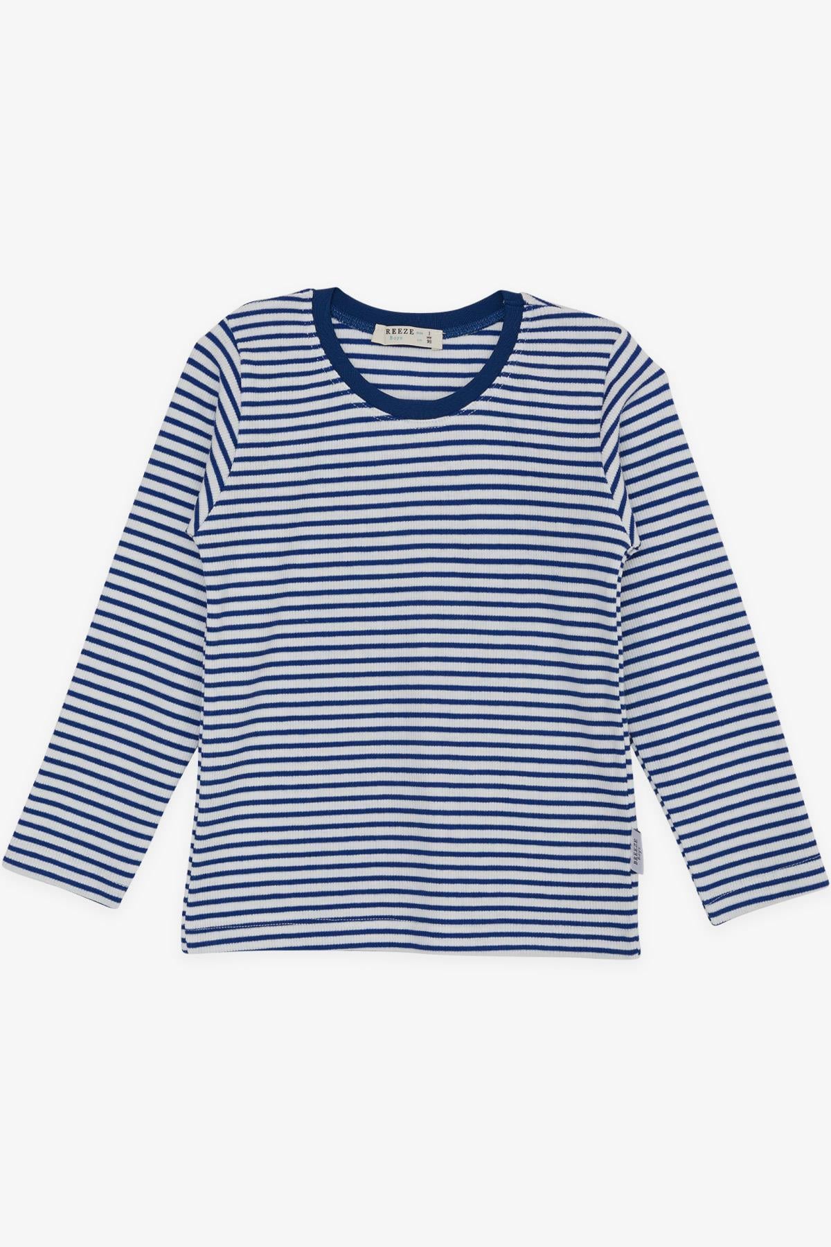 Breeze Erkek Bebek Uzun Kollu Tişört Çizgili Koyu Mavi (9 Ay-3 Yaş)