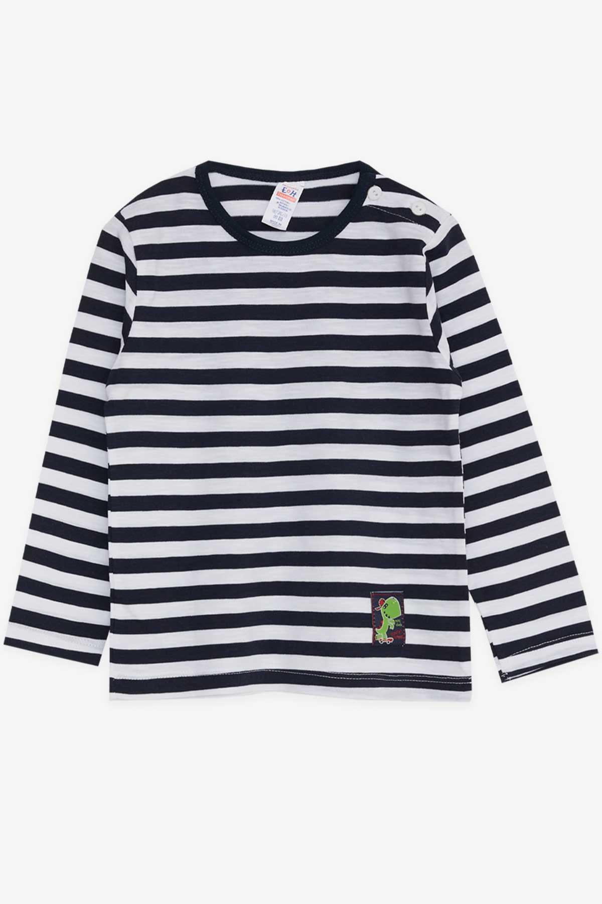 Breeze Erkek Bebek Uzun Kollu Tişört Çizgili Lacivert (9 Ay-3 Yaş)