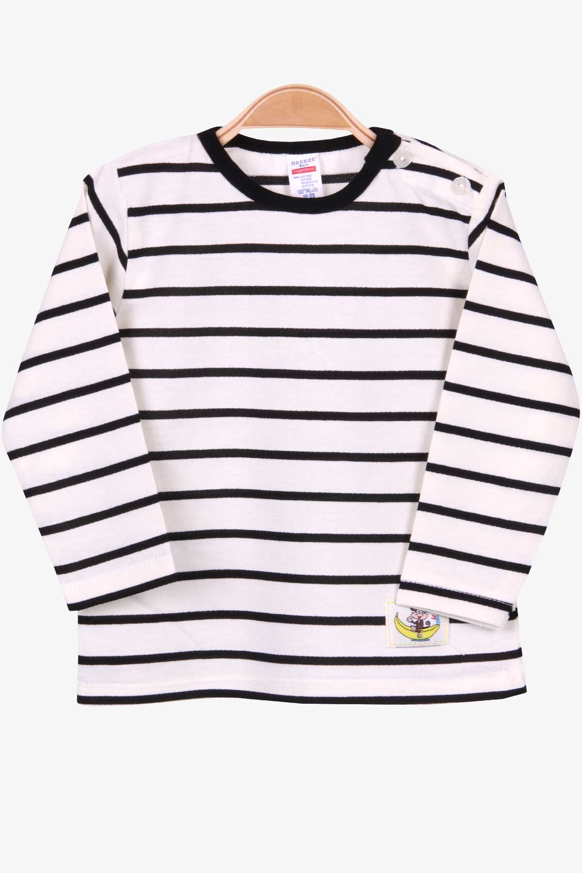 Breeze Erkek Bebek Uzun Kollu Tişört Patlı Çizgili Ekru (9 Ay-3 Yaş)