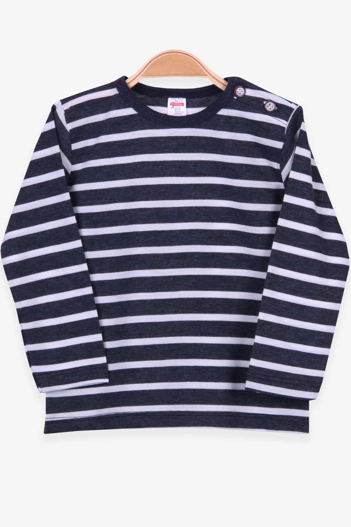 Breeze Erkek Bebek Uzun Kollu Tişört Patlı Çizgili Lacivert (9 Ay-3 Yaş)