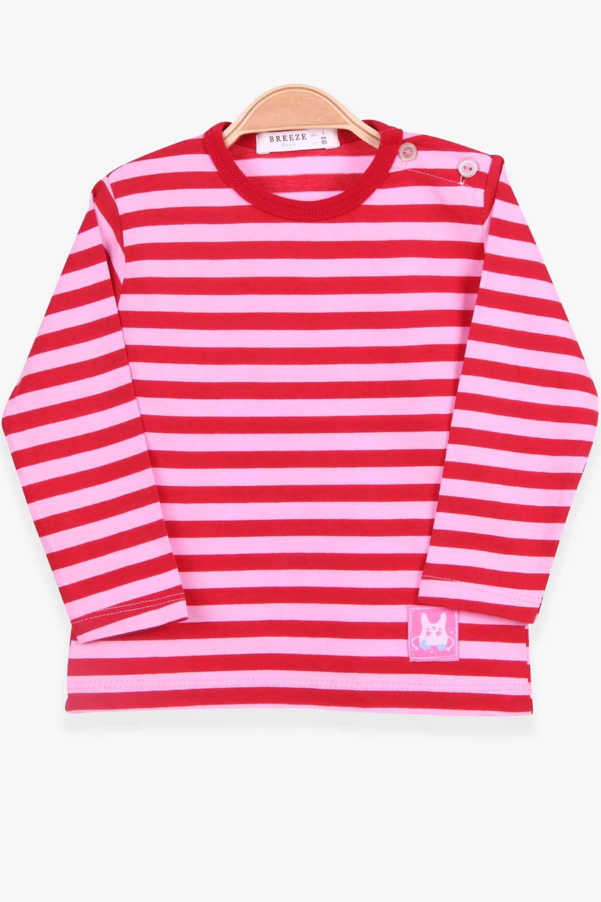 Breeze Erkek Bebek Uzun Kollu Tişört Patlı Çizgili Kırmızı (9 Ay-3 Yaş)