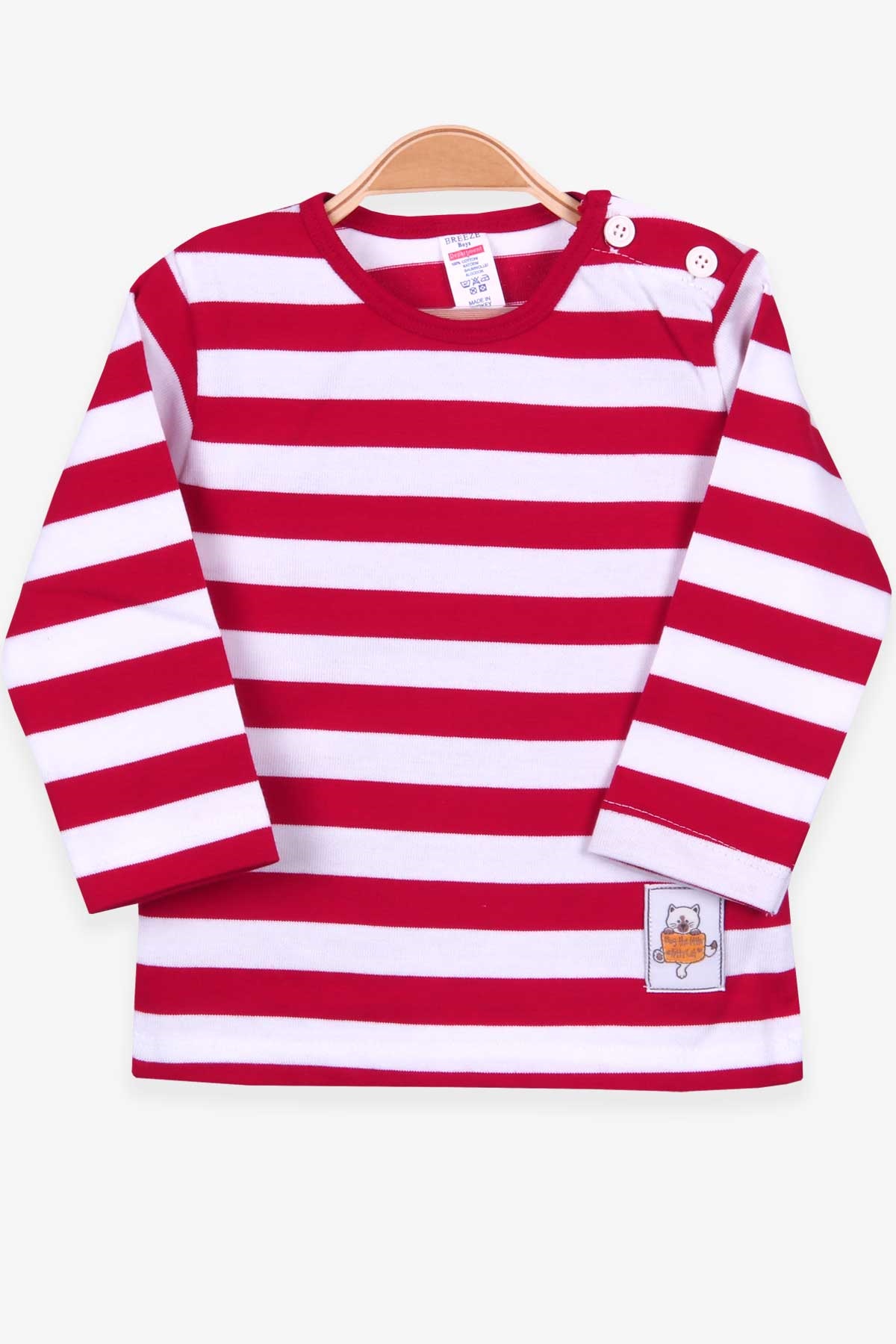 Breeze Erkek Bebek Uzun Kollu Tişört Patlı Çizgili Fuşya (9 Ay-3 Yaş)