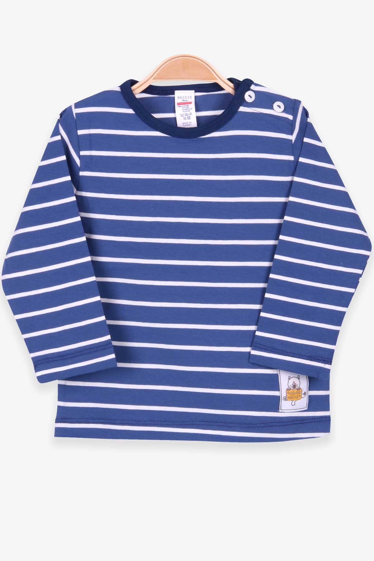 Breeze Erkek Bebek Uzun Kollu Tişört Patlı Çizgili Mavi (9 Ay-3 Yaş)