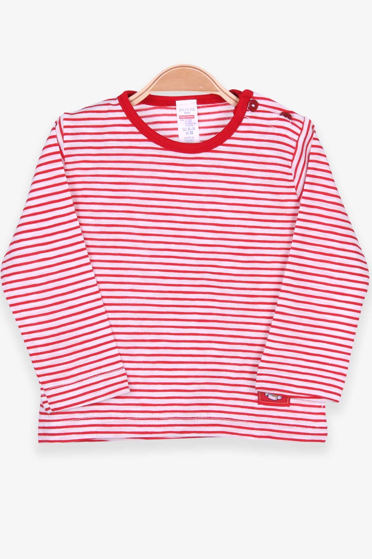 Breeze Erkek Bebek Uzun Kollu Tişört Patlı Çizgili Kırmızı (9 Ay-3 Yaş)