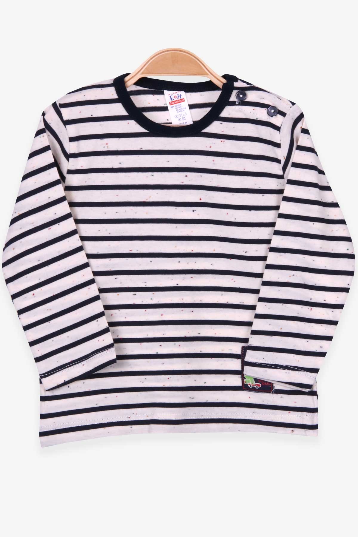 Breeze Erkek Bebek Uzun Kollu Tişört Patlı Çizgili Krem (9 Ay-3 Yaş)