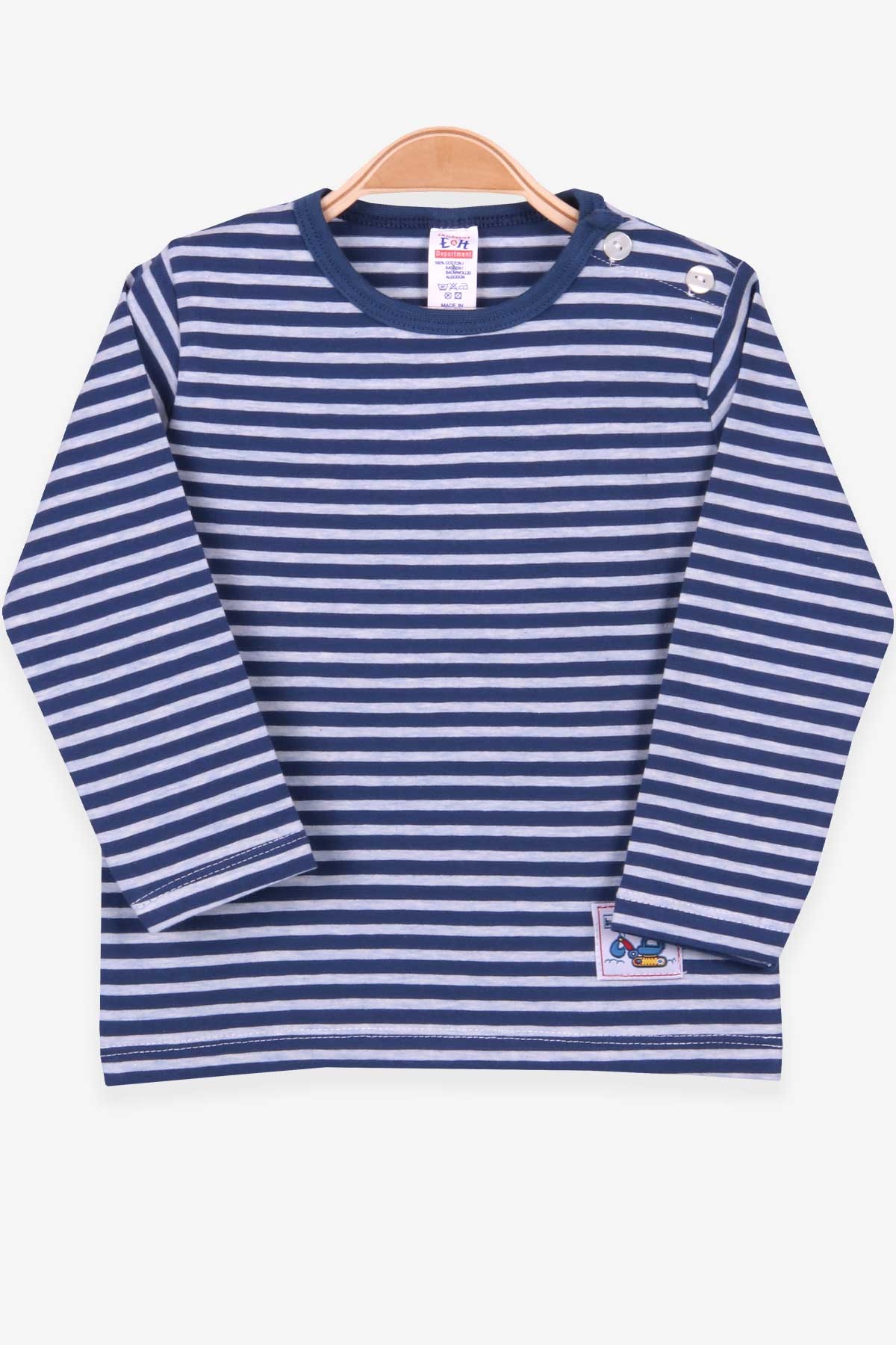Breeze Erkek Bebek Uzun Kollu Tişört Patlı Çizgili İndigo (9 Ay-3 Yaş)