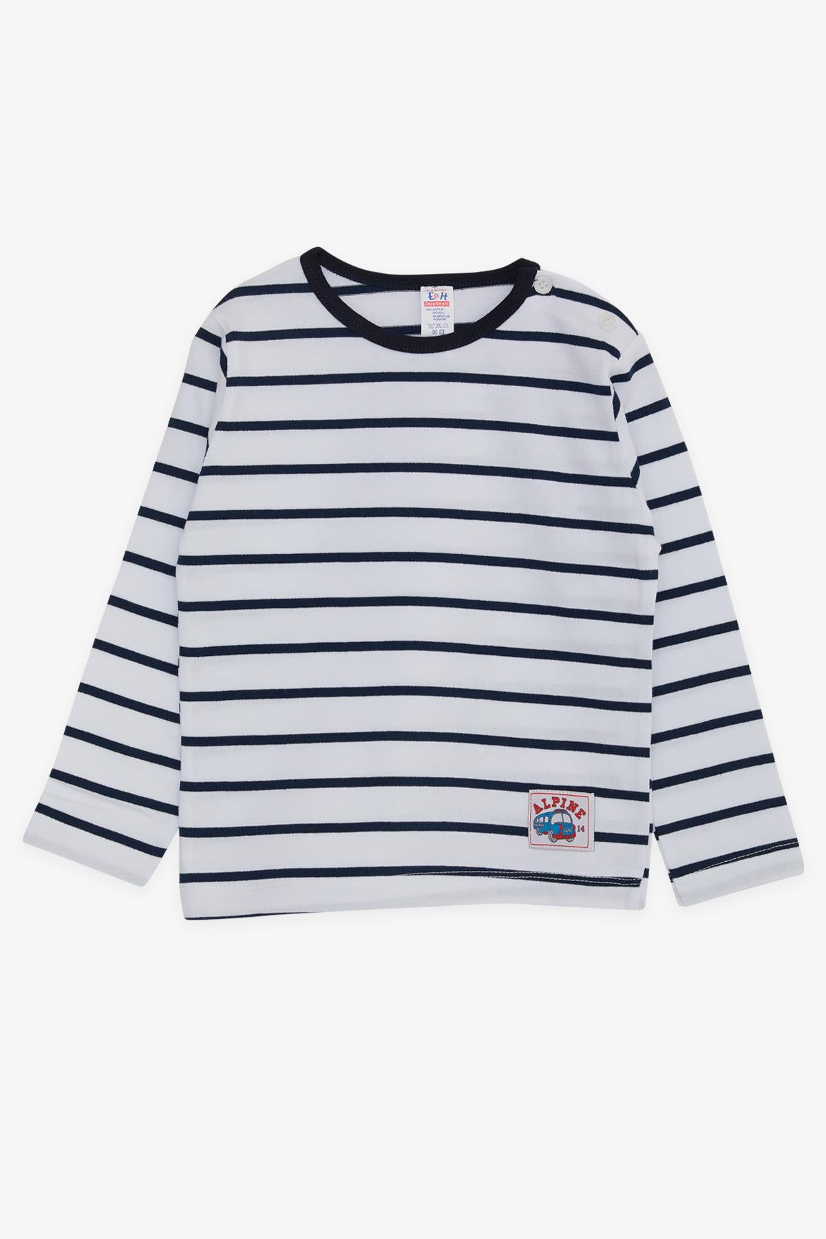 Breeze Erkek Bebek Uzun Kollu Tişört Patlı Araba Baskılı Beyaz (9 Ay-3 Yaş)