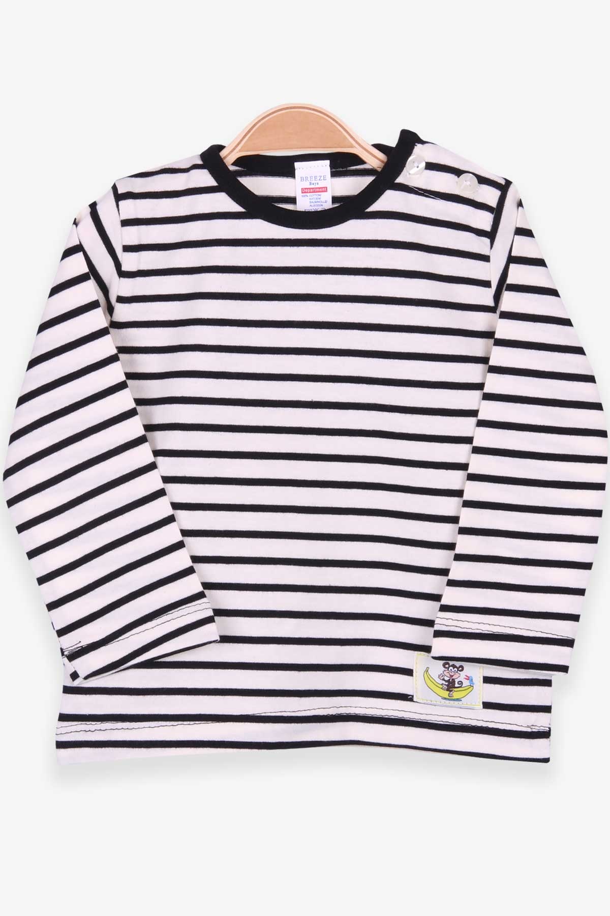 Breeze Erkek Bebek Uzun Kollu Tişört Patlı Çizgili Krem (9 Ay-3 Yaş)