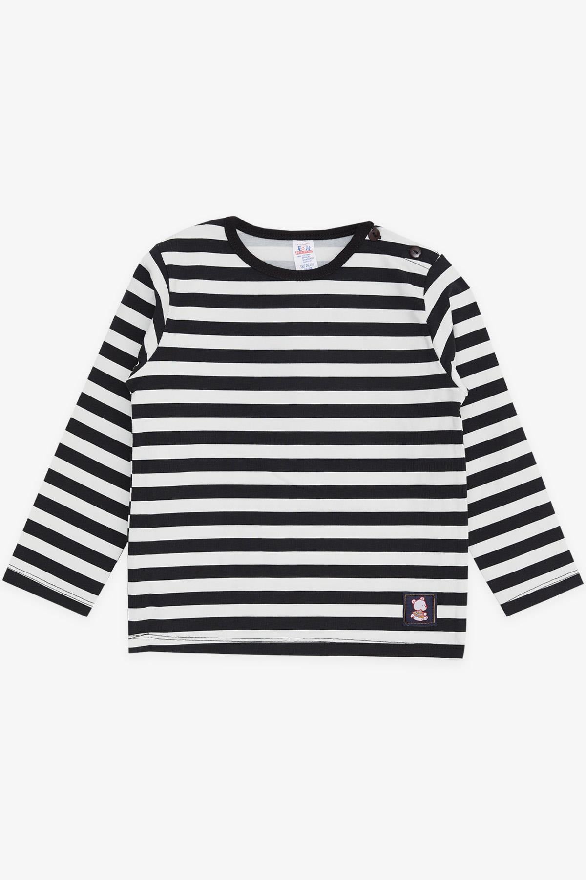 Breeze Erkek Bebek Uzun Kollu Tişört Patlı Bebek Ayıcık  Baskılı Lacivert (9 Ay-3 Yaş)