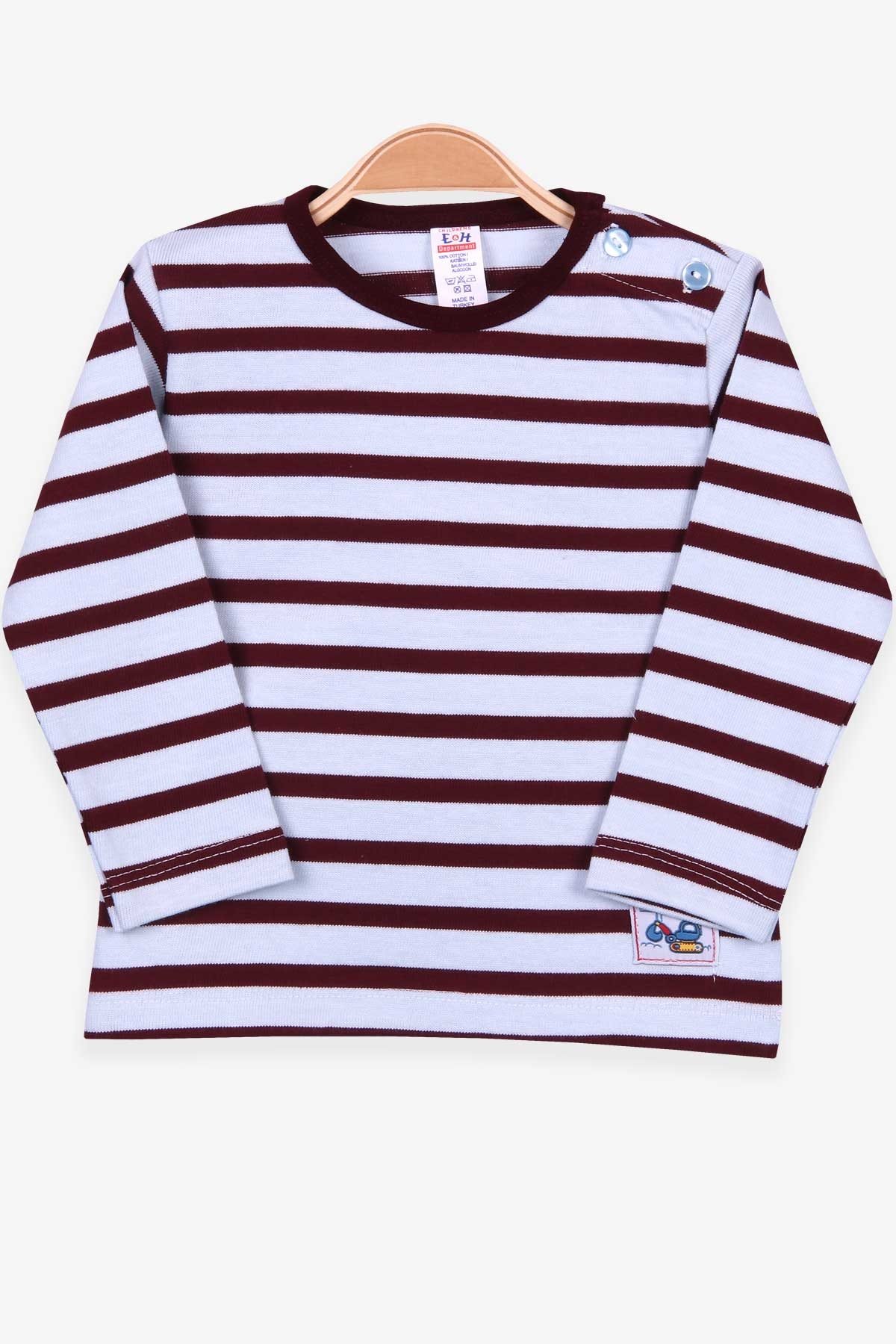 Breeze Erkek Bebek Uzun Kollu Tişört Patlı Çizgili Bordo (9 Ay-3 Yaş)