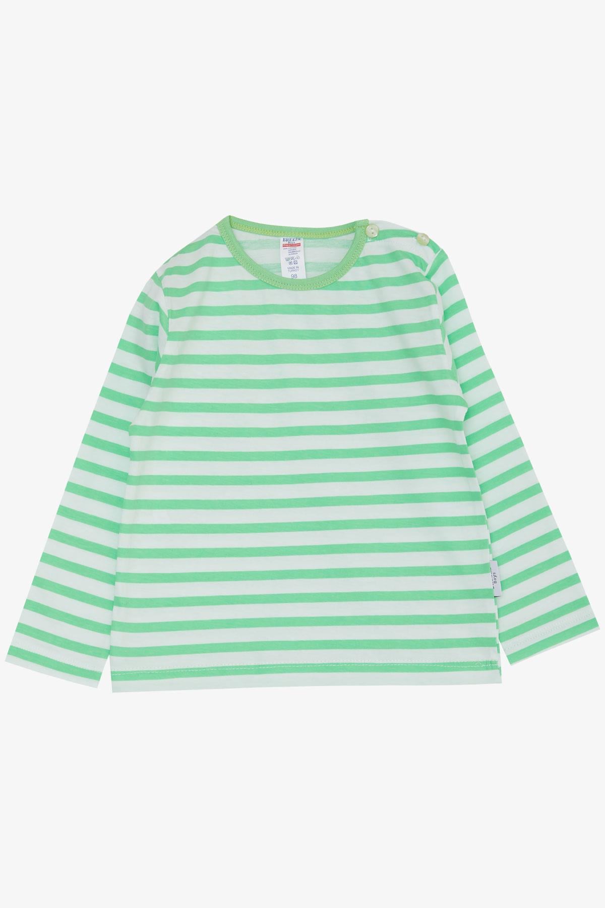 Breeze Erkek Bebek Uzun Kollu Tişört Patlı Çizgili Fıstık Yeşili (9 Ay-3 Yaş)
