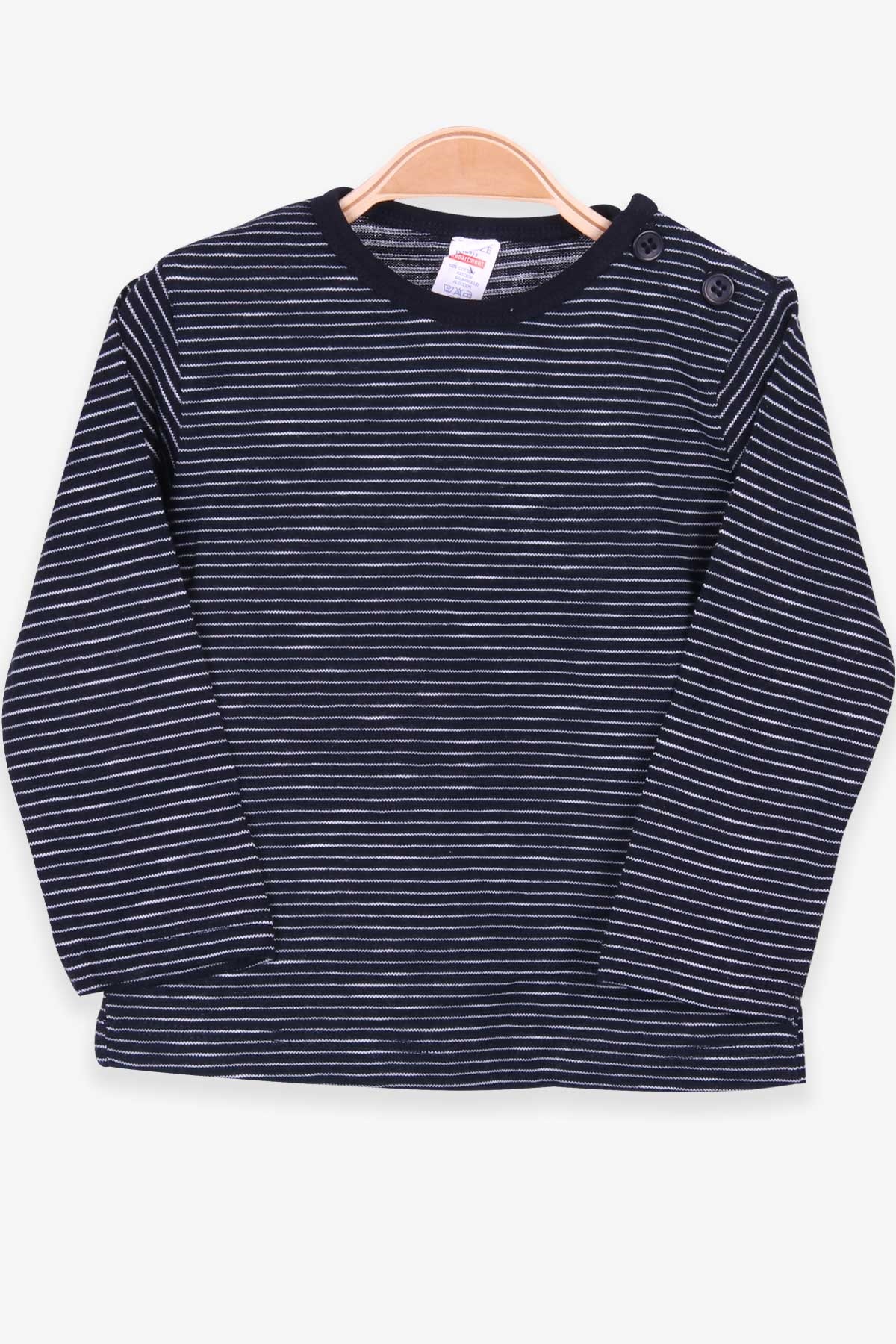 Breeze Erkek Bebek Uzun Kollu Tişört Patlı Çizgili Lacivert (9 Ay-3 Yaş)