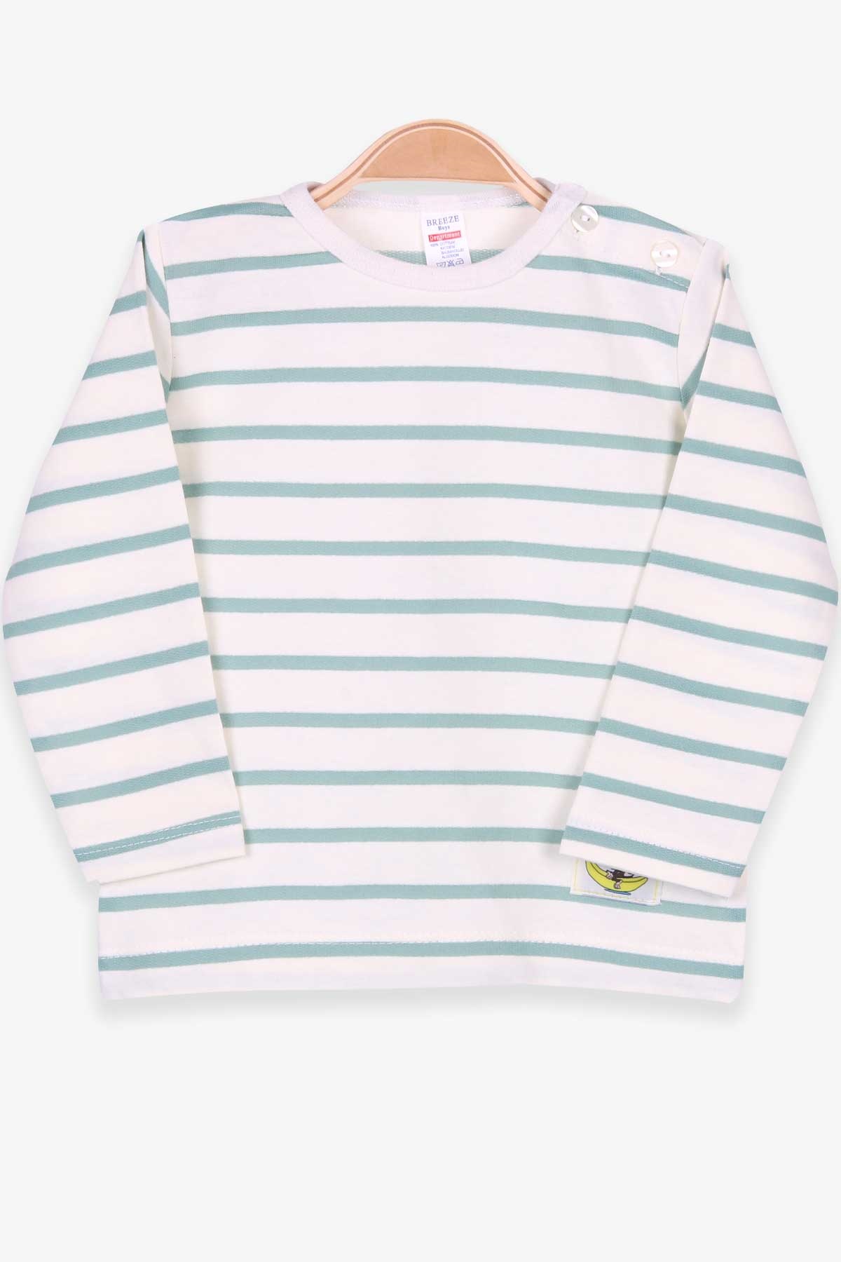 Breeze Erkek Bebek Uzun Kollu Tişört Patlı Çizgili Krem (9 Ay-3 Yaş)