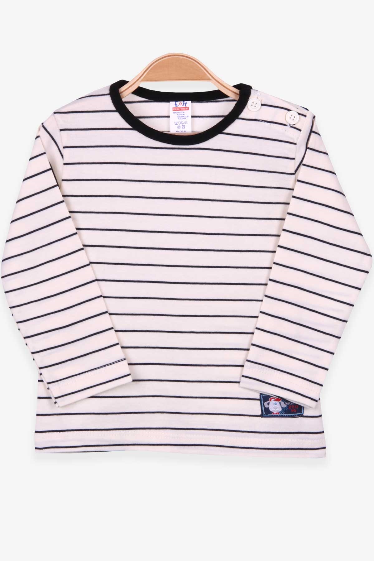 Breeze Erkek Bebek Uzun Kollu Tişört Patlı Çizgili Krem (9 Ay-3 Yaş)