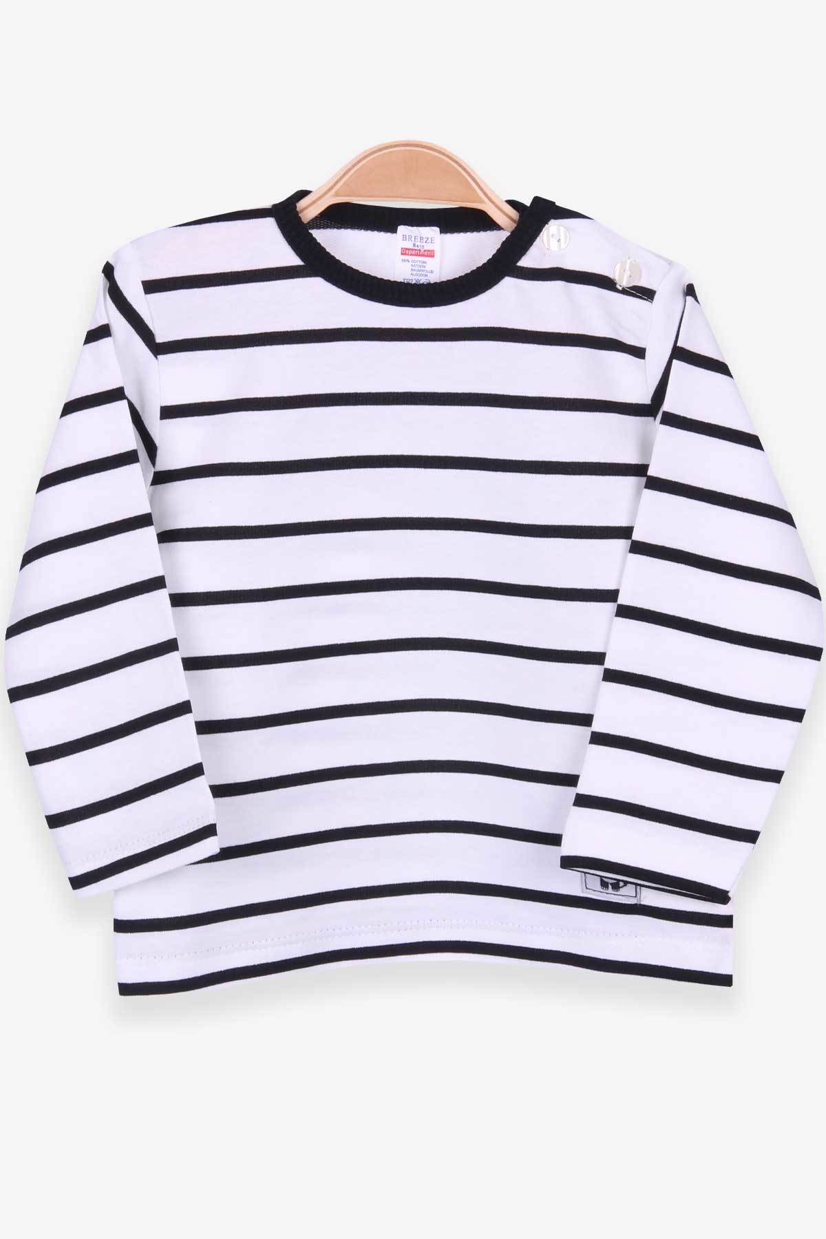 Breeze Erkek Bebek Uzun Kollu Tişört Patlı Çizgili Ekru (9 Ay-3 Yaş)
