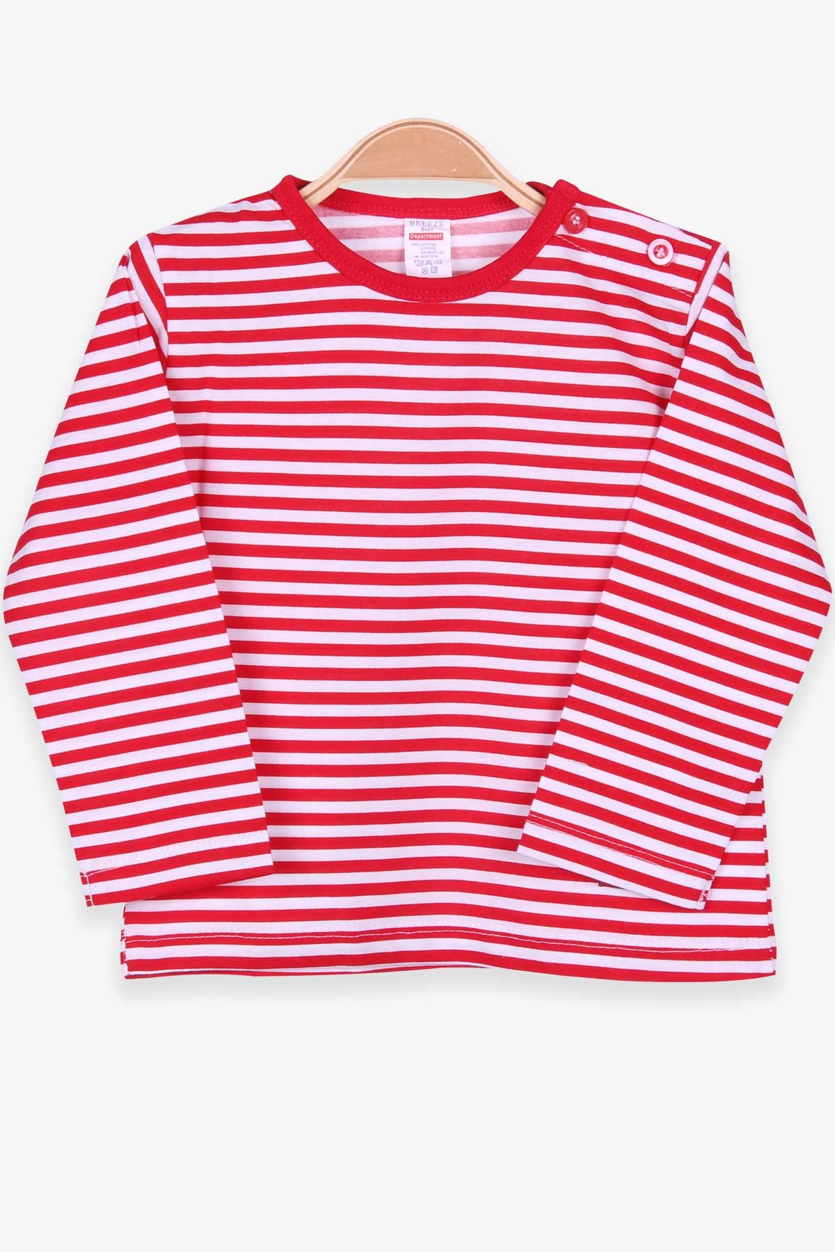 Breeze Erkek Bebek Uzun Kollu Tişört Patlı Çizgili Kırmızı (9 Ay-3 Yaş)
