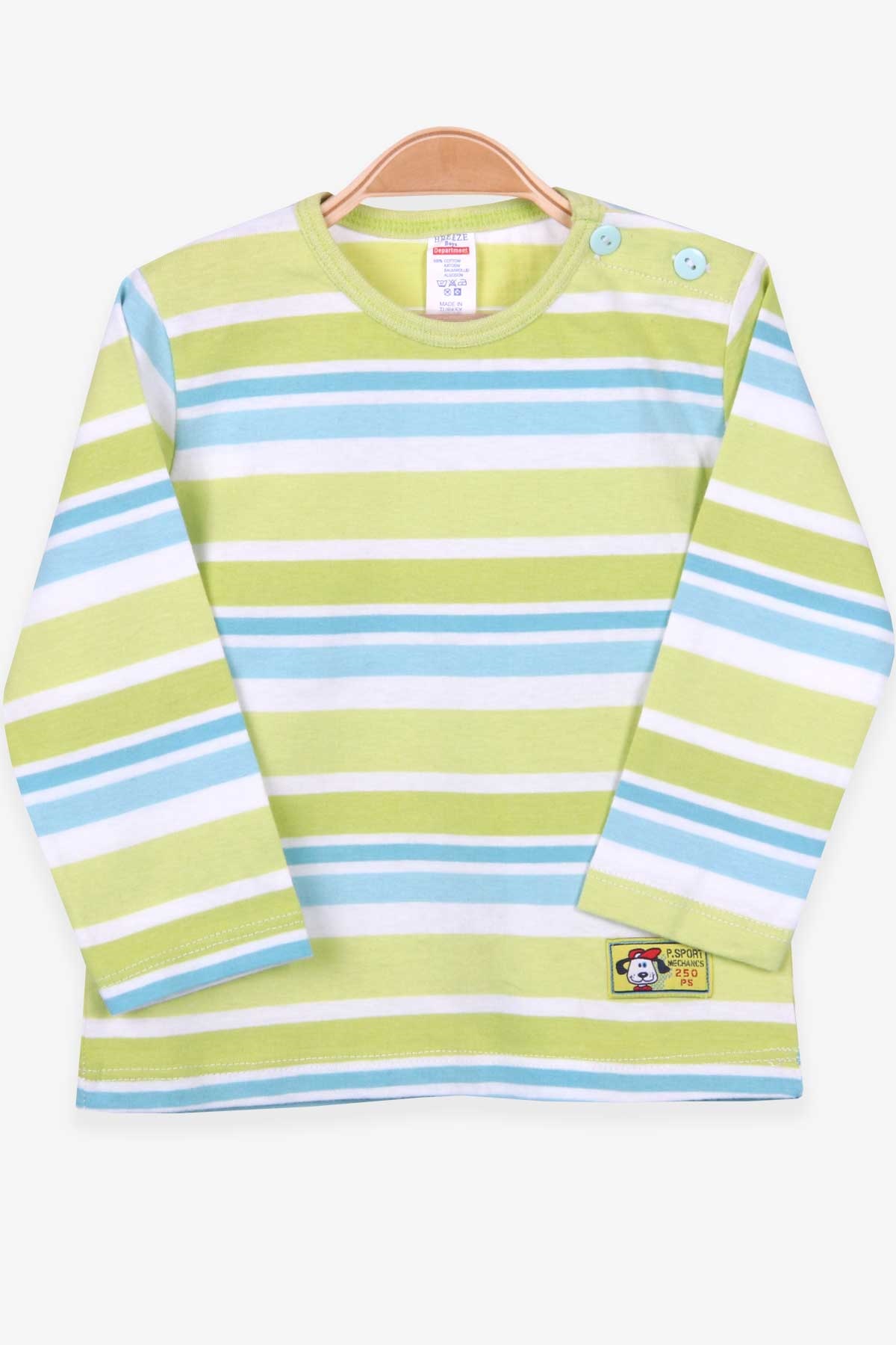 Breeze Erkek Bebek Uzun Kollu Tişört Patlı Çizgili Karışık Renk (9 Ay-3 Yaş)