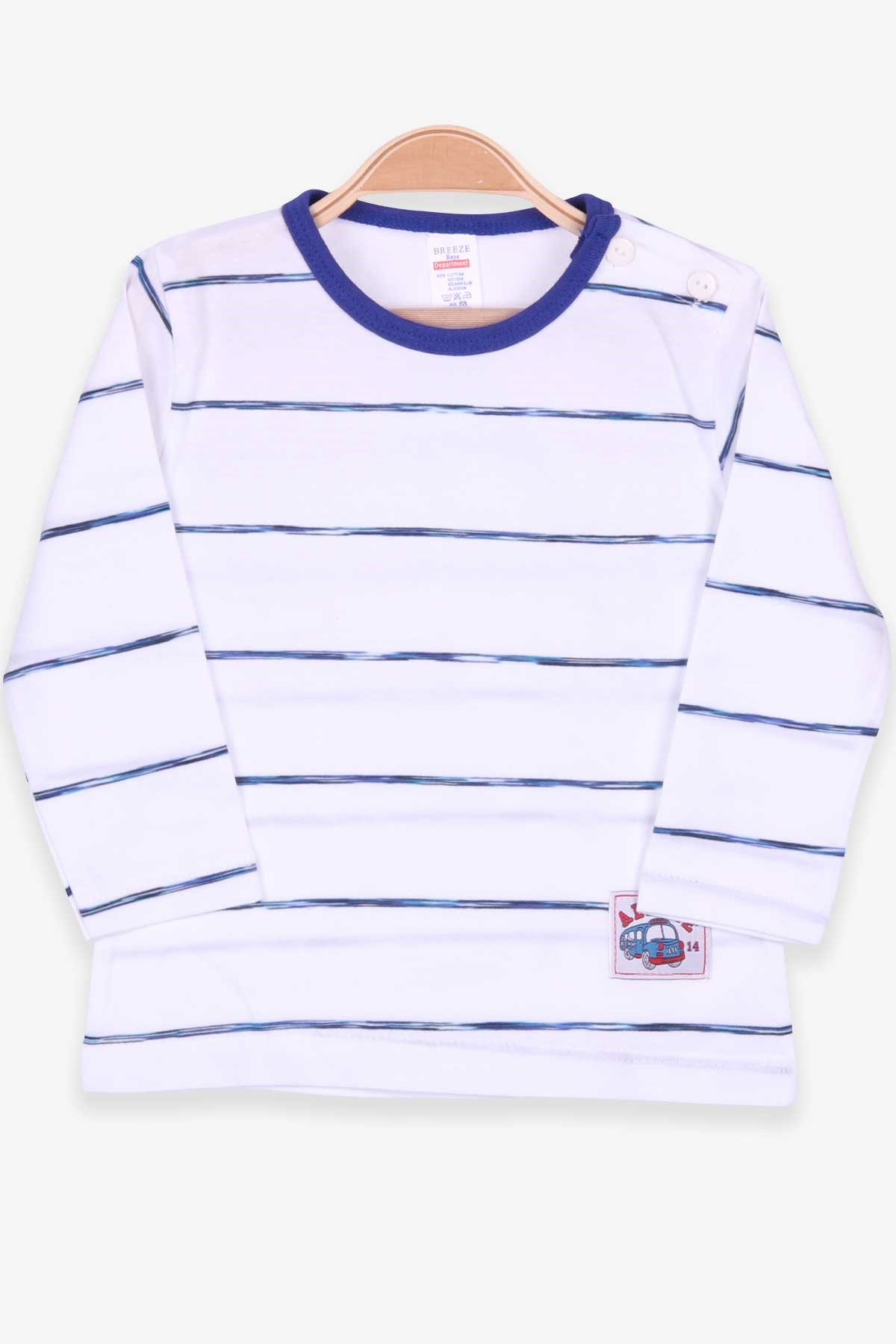 Breeze Erkek Bebek Uzun Kollu Tişört Patlı Çizgili Beyaz (9 Ay-3 Yaş)