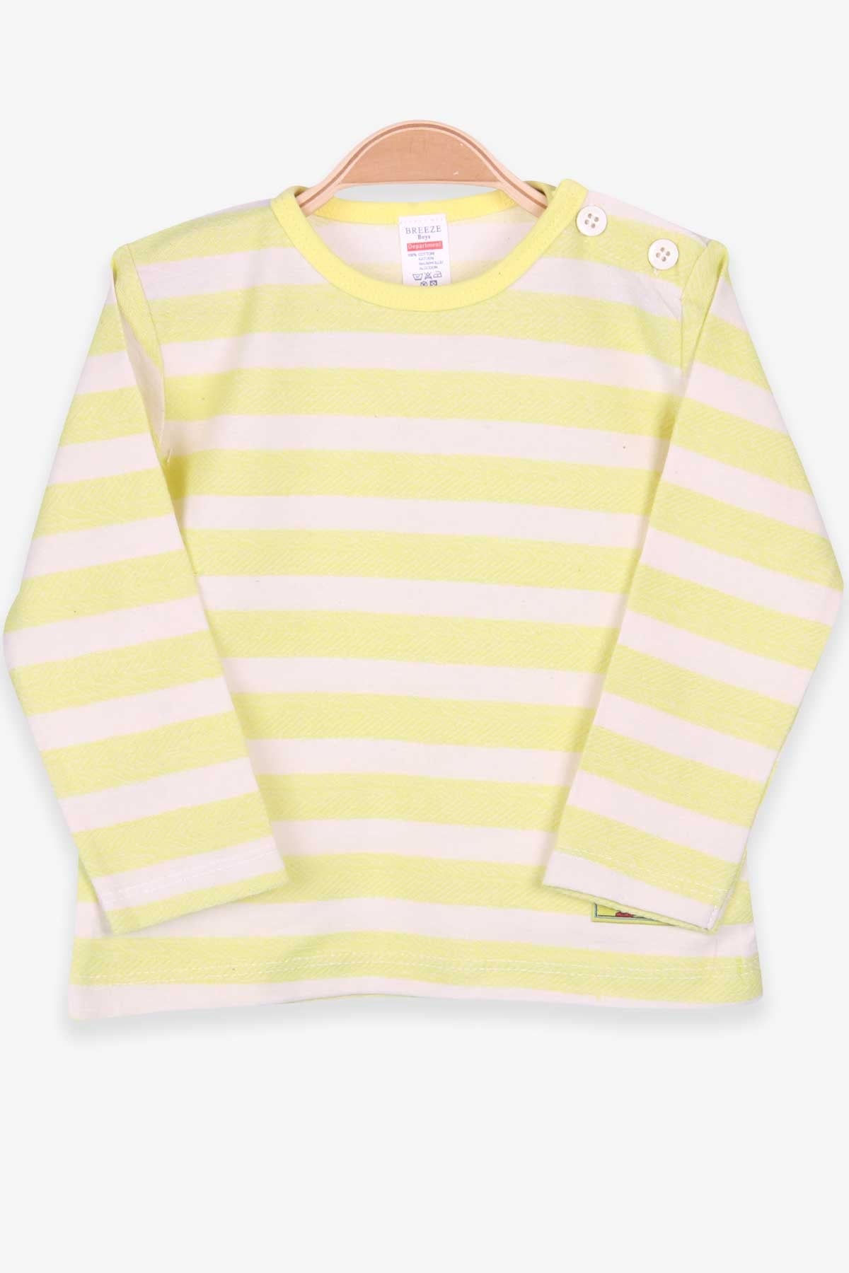 Breeze Erkek Bebek Uzun Kollu Tişört Patlı Çizgili Neon Yeşil (9 Ay-3 Yaş)