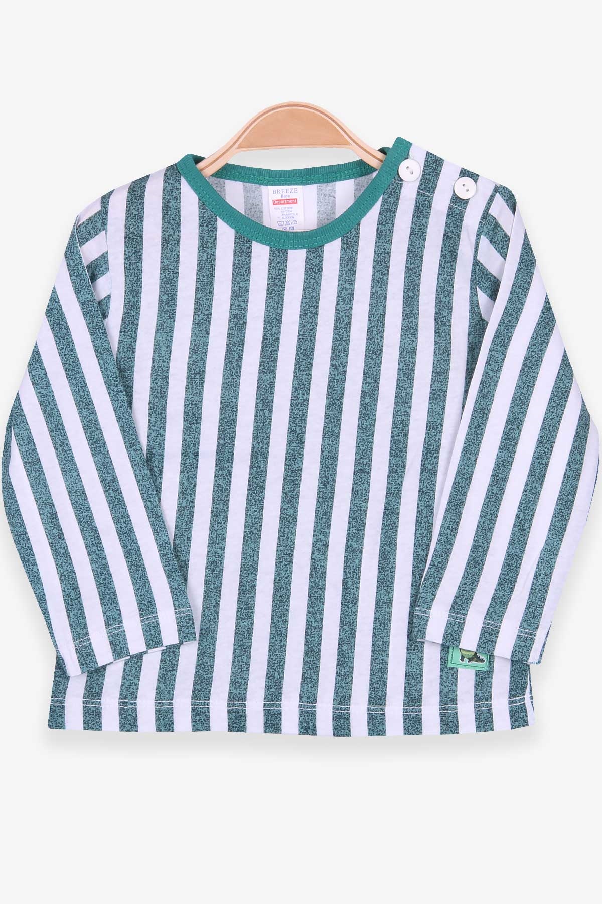 Breeze Erkek Bebek Uzun Kollu Tişört Patlı Çizgili Yeşil (9 Ay-3 Yaş)